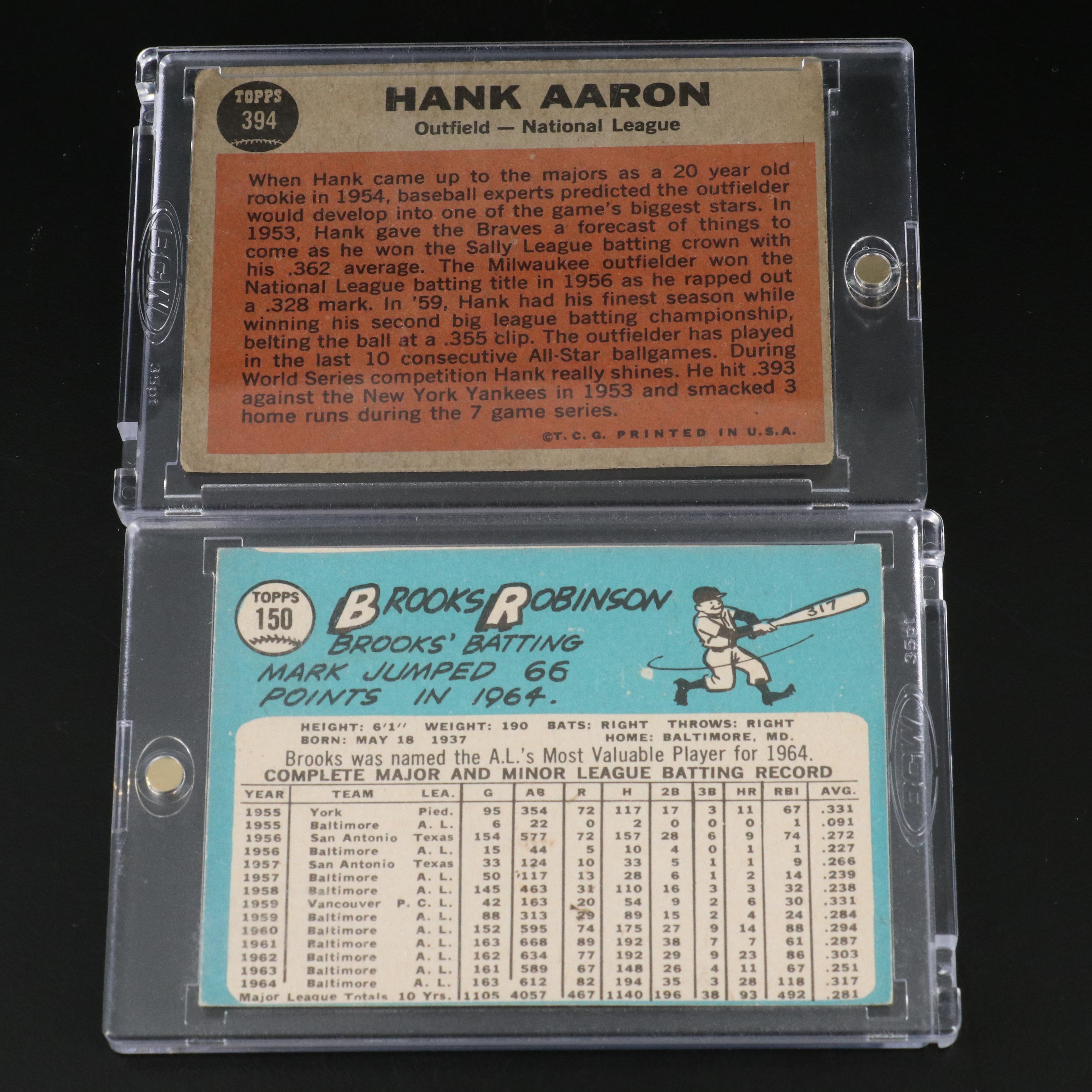 Topps Baseball Cards Featuring Hank Aaron, Bob Gibson, and More, 1950s-1960s