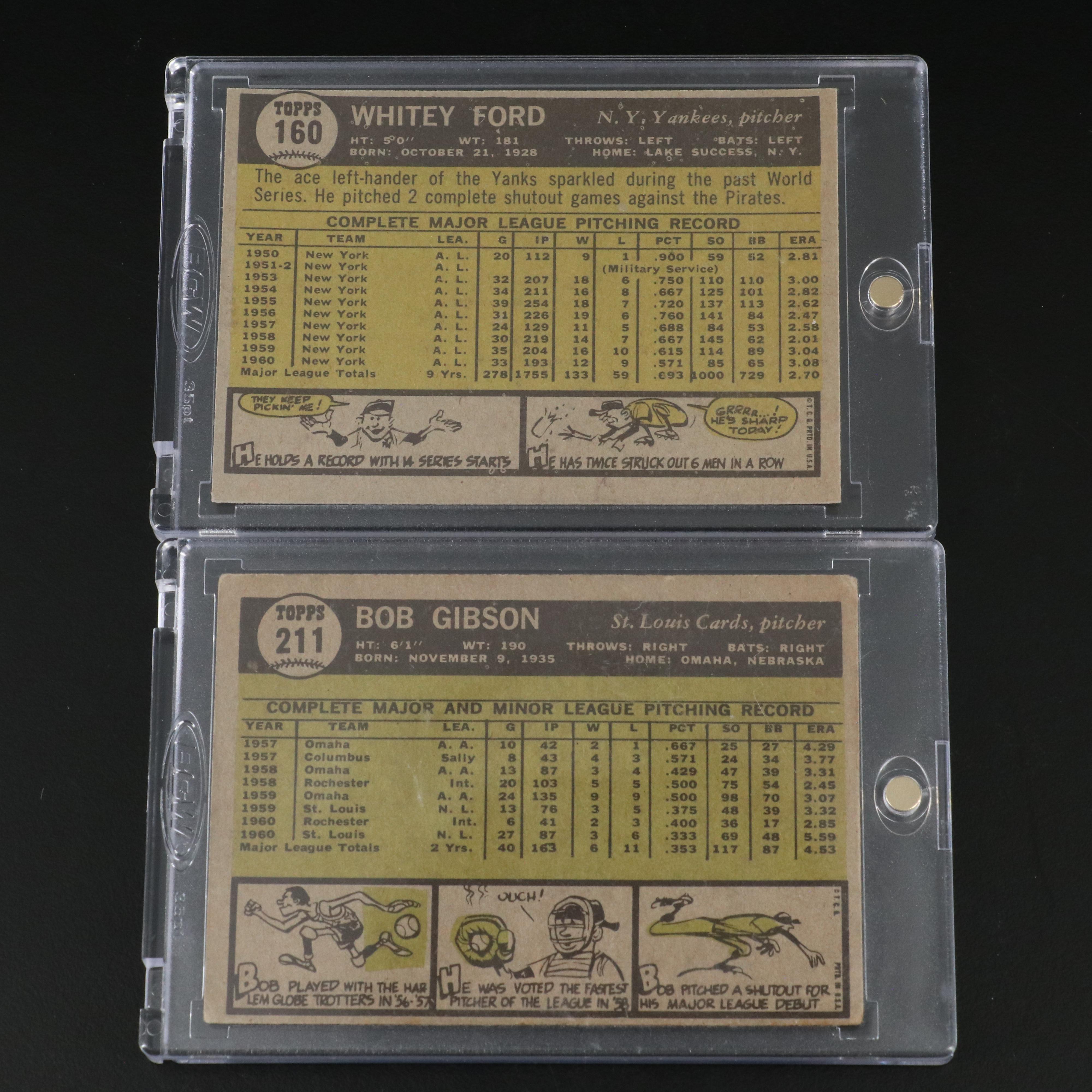 Topps Baseball Cards Featuring Hank Aaron, Bob Gibson, and More, 1950s-1960s