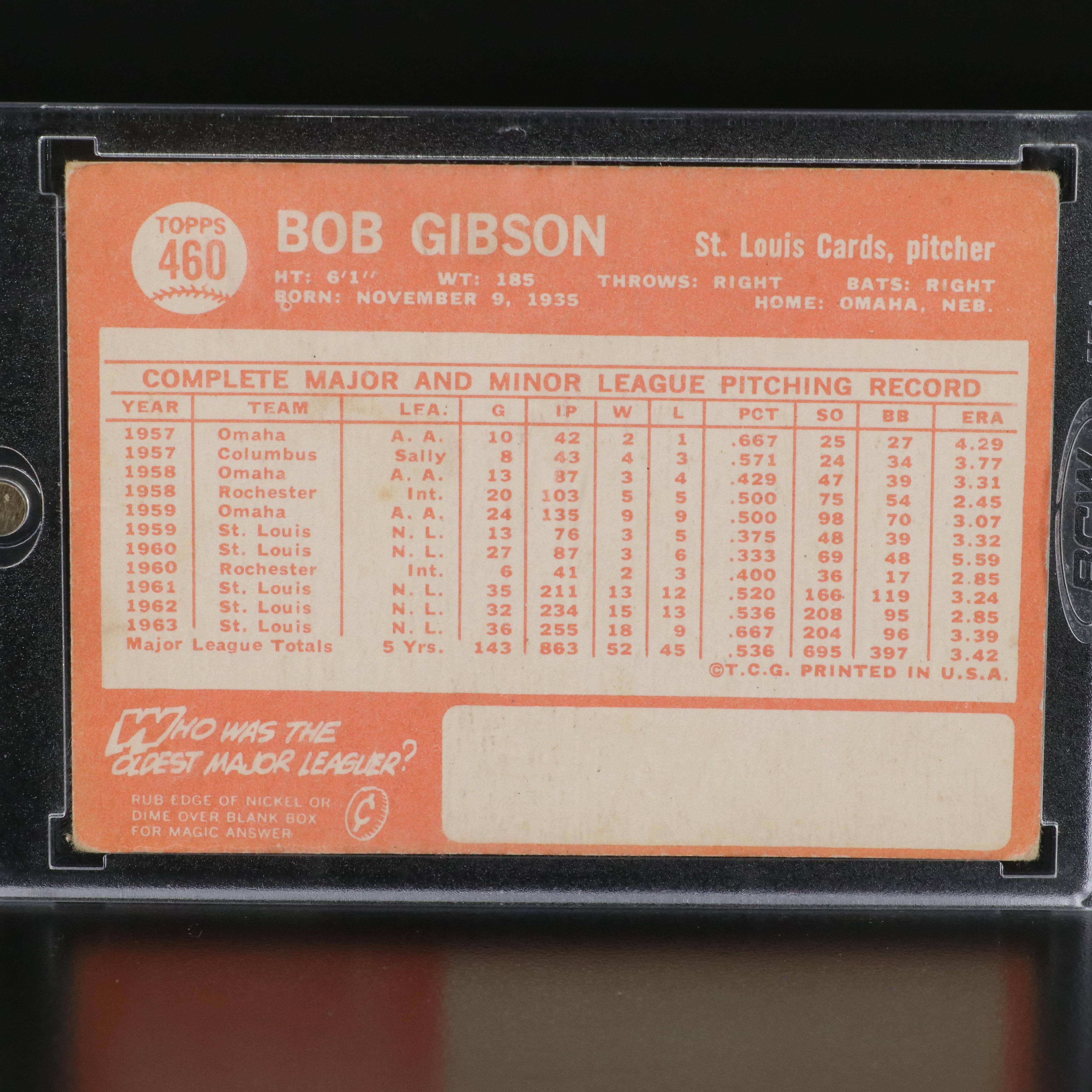 Topps Baseball Cards Featuring Hank Aaron, Bob Gibson, and More, 1950s-1960s