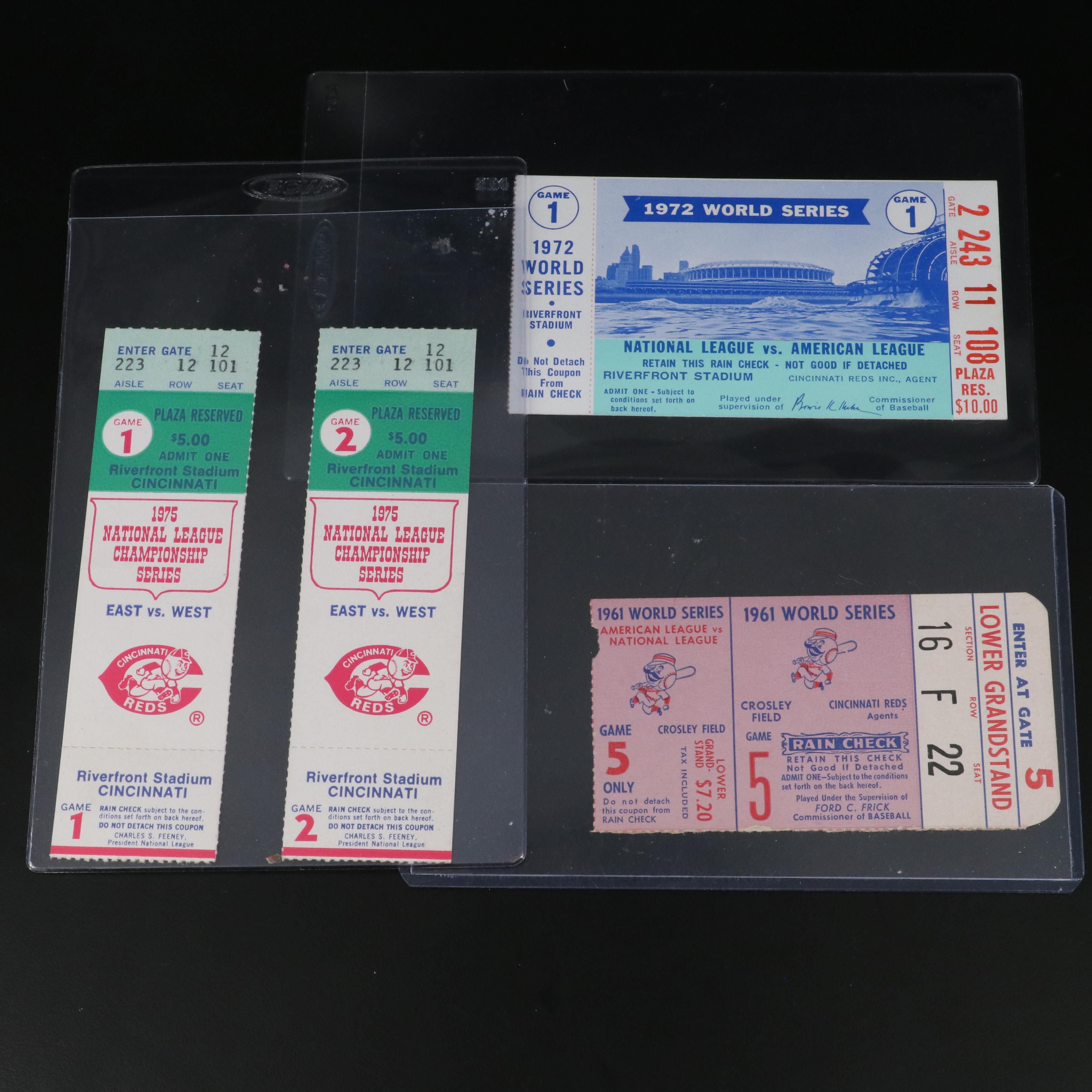 1961 and 1972 Cincinnati Reds World Series Ticket Stubs with More