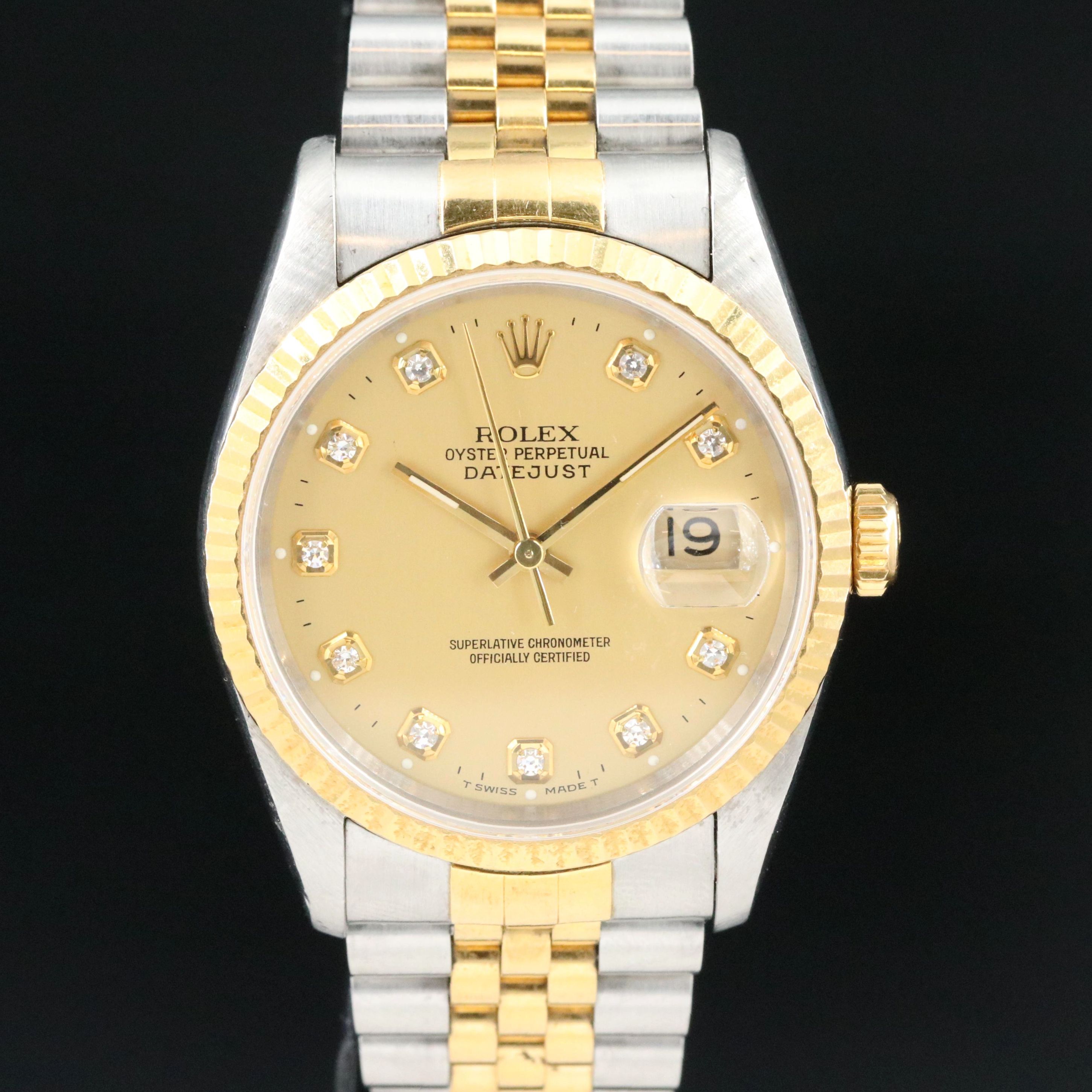 Rolex Two-Tone Datejust with Factory Diamond Dial Watch