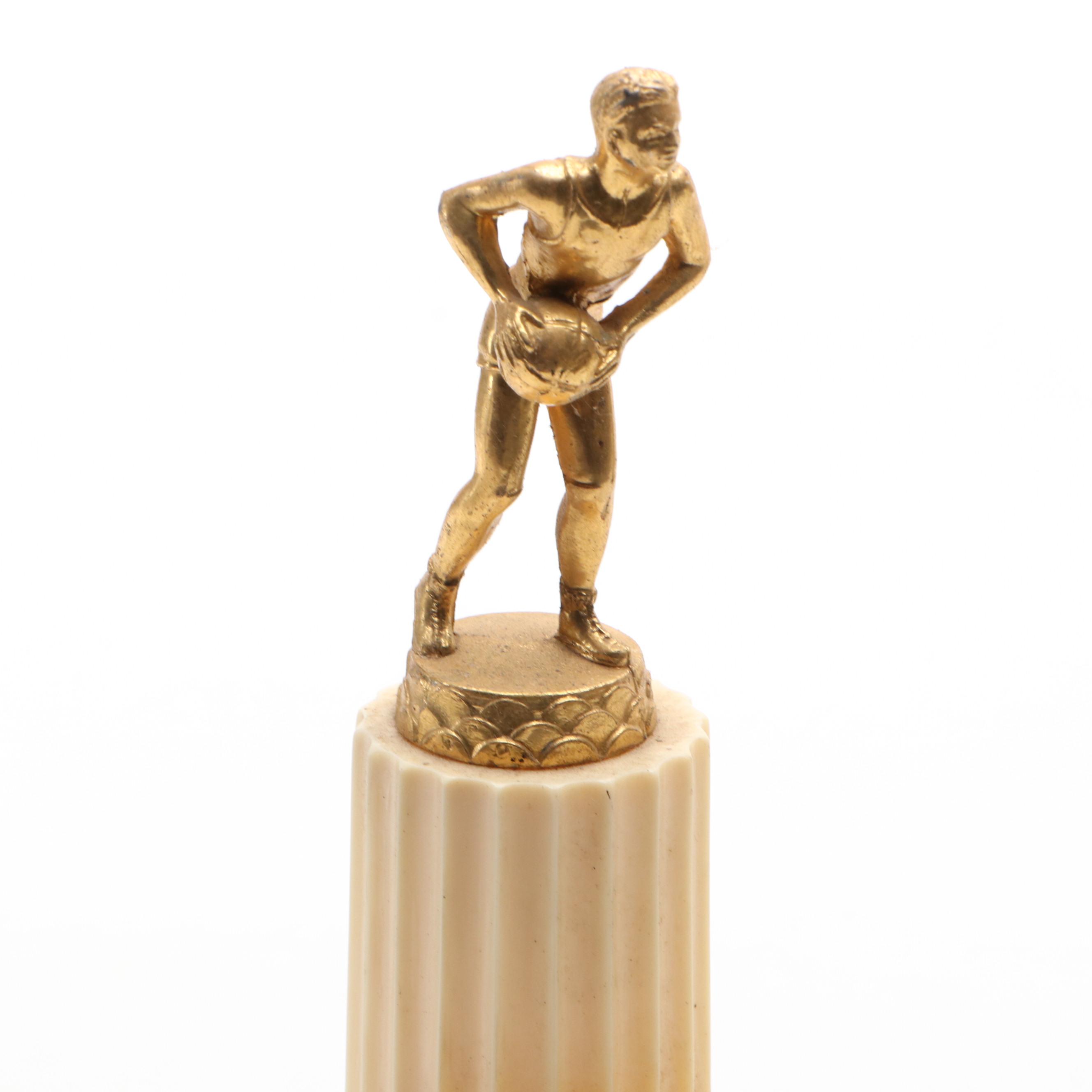 Art Deco Style Plastic and Metal Basketball Trophy, Early to Mid-20th Century