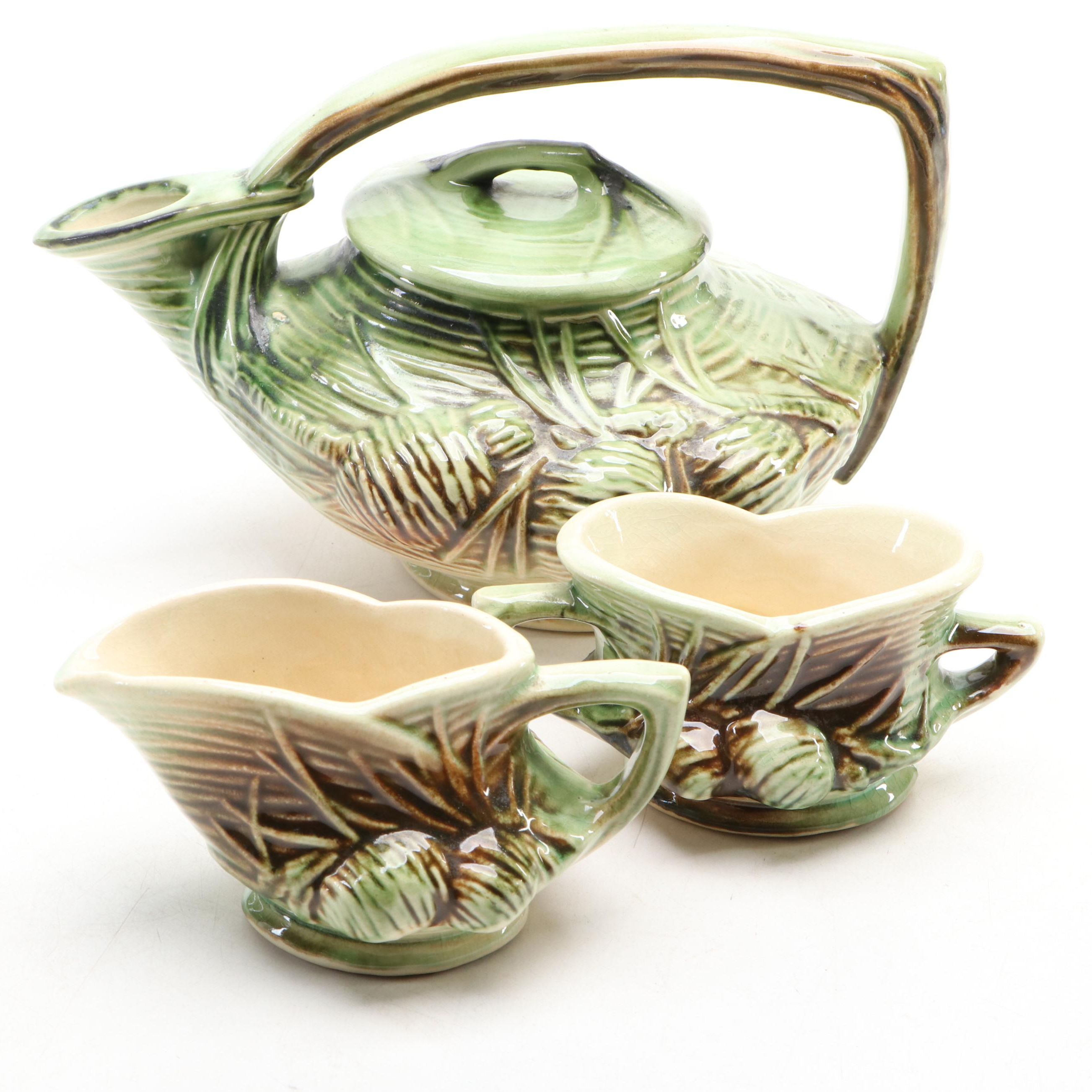 McCoy Pottery Pine Cone Tea Set, Mid-20th Century