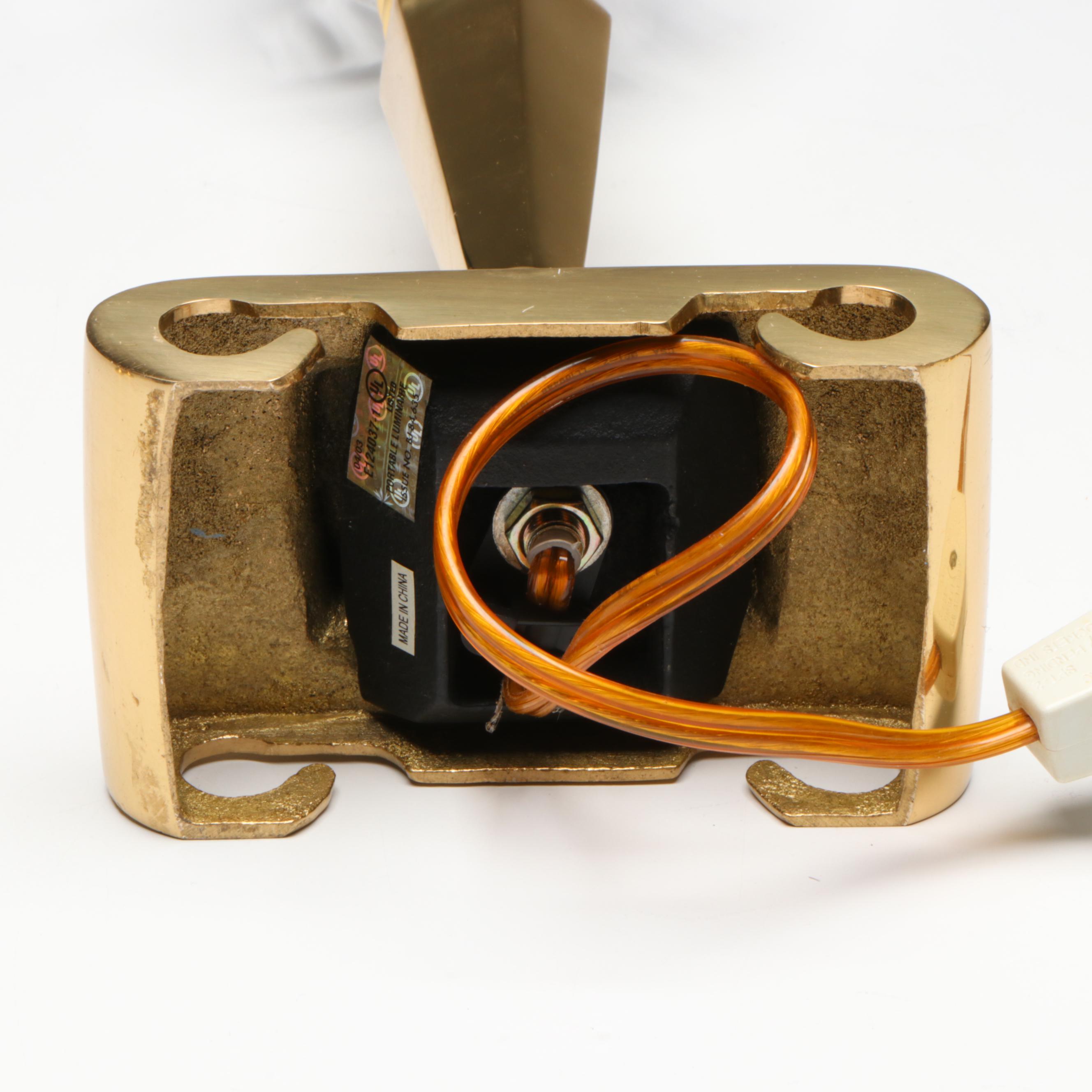 Baldwin Brass Candlesticks with Crystal and Brass Electric Lamp and Wall Sconce