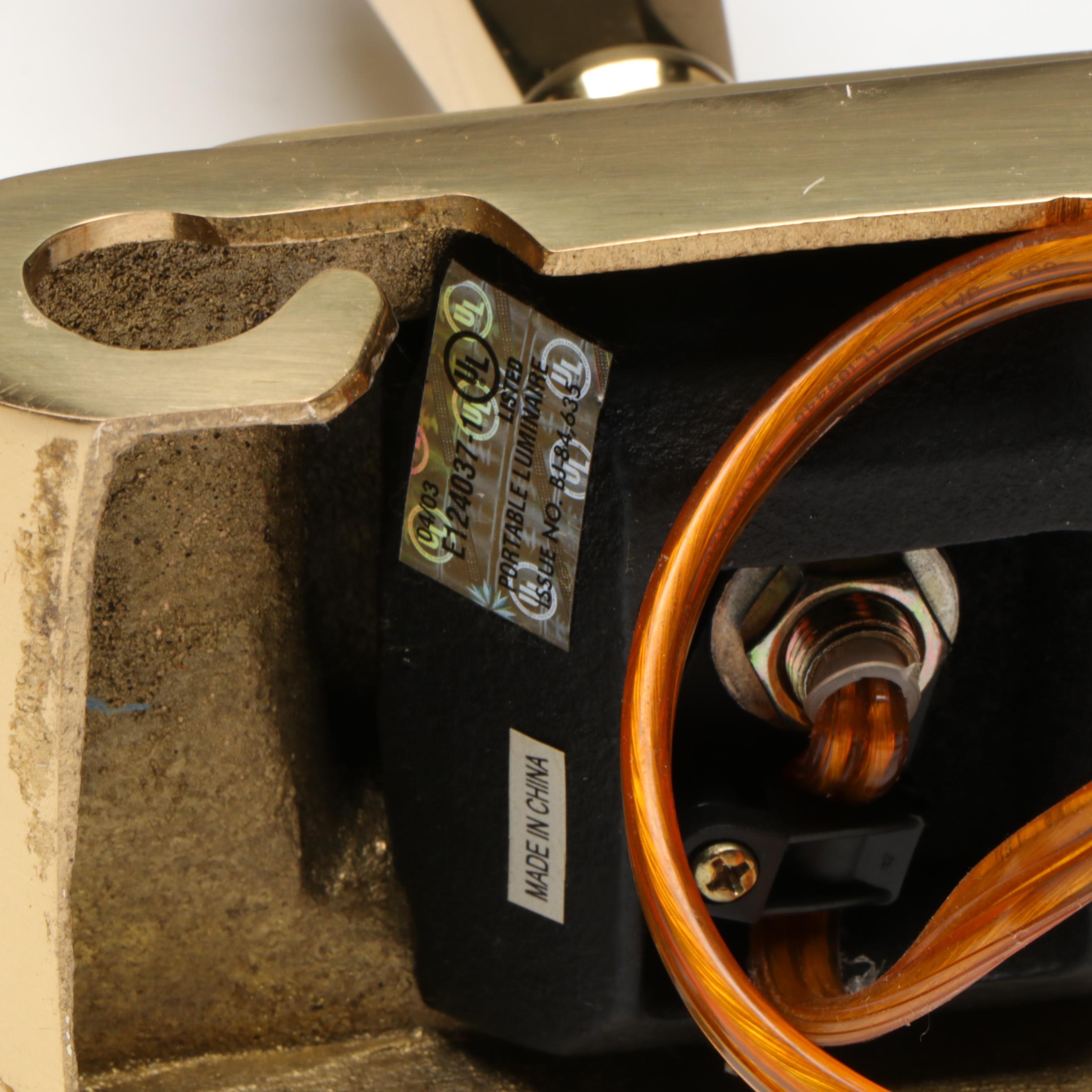 Baldwin Brass Candlesticks with Crystal and Brass Electric Lamp and Wall Sconce