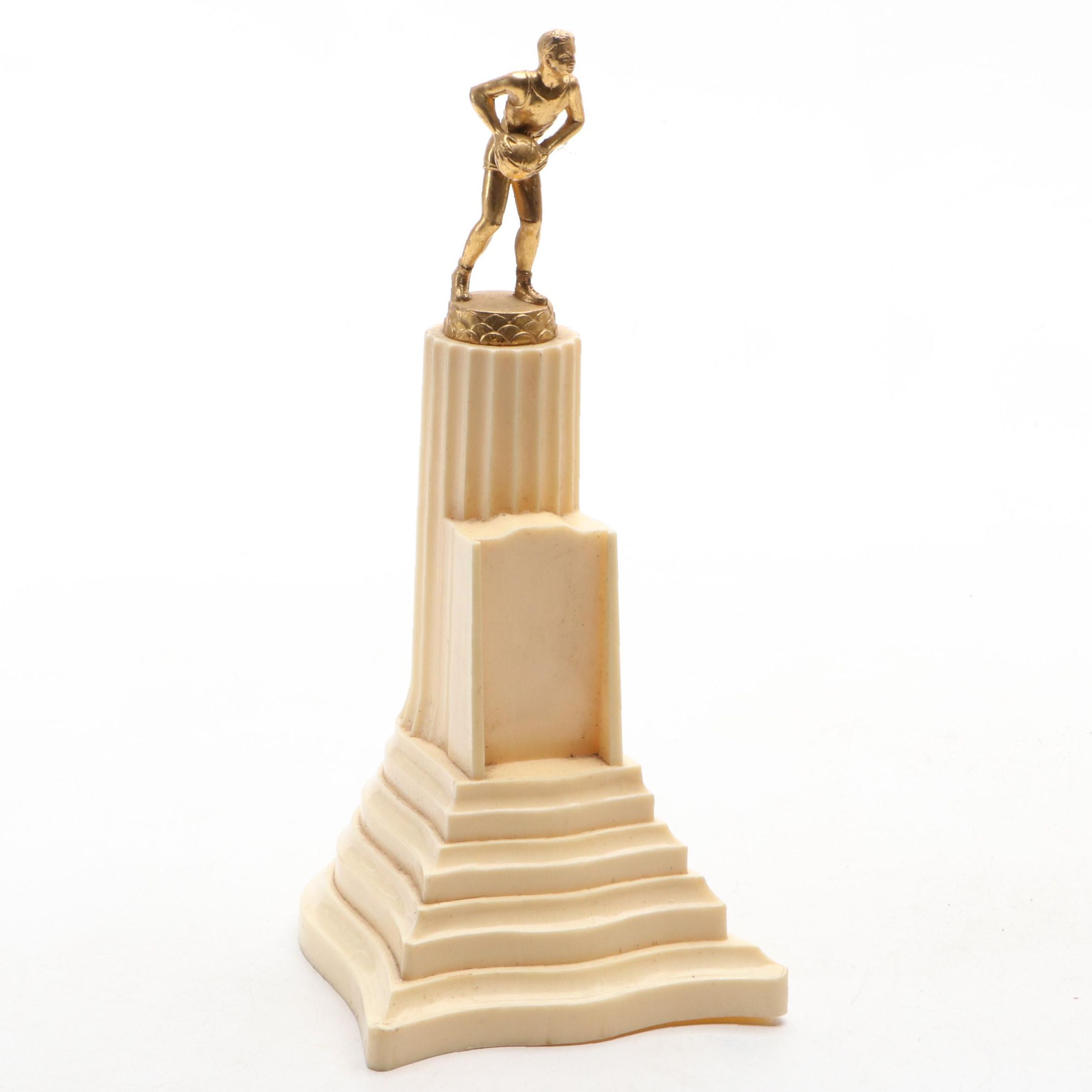 Art Deco Style Plastic and Metal Basketball Trophy, Early to Mid-20th Century
