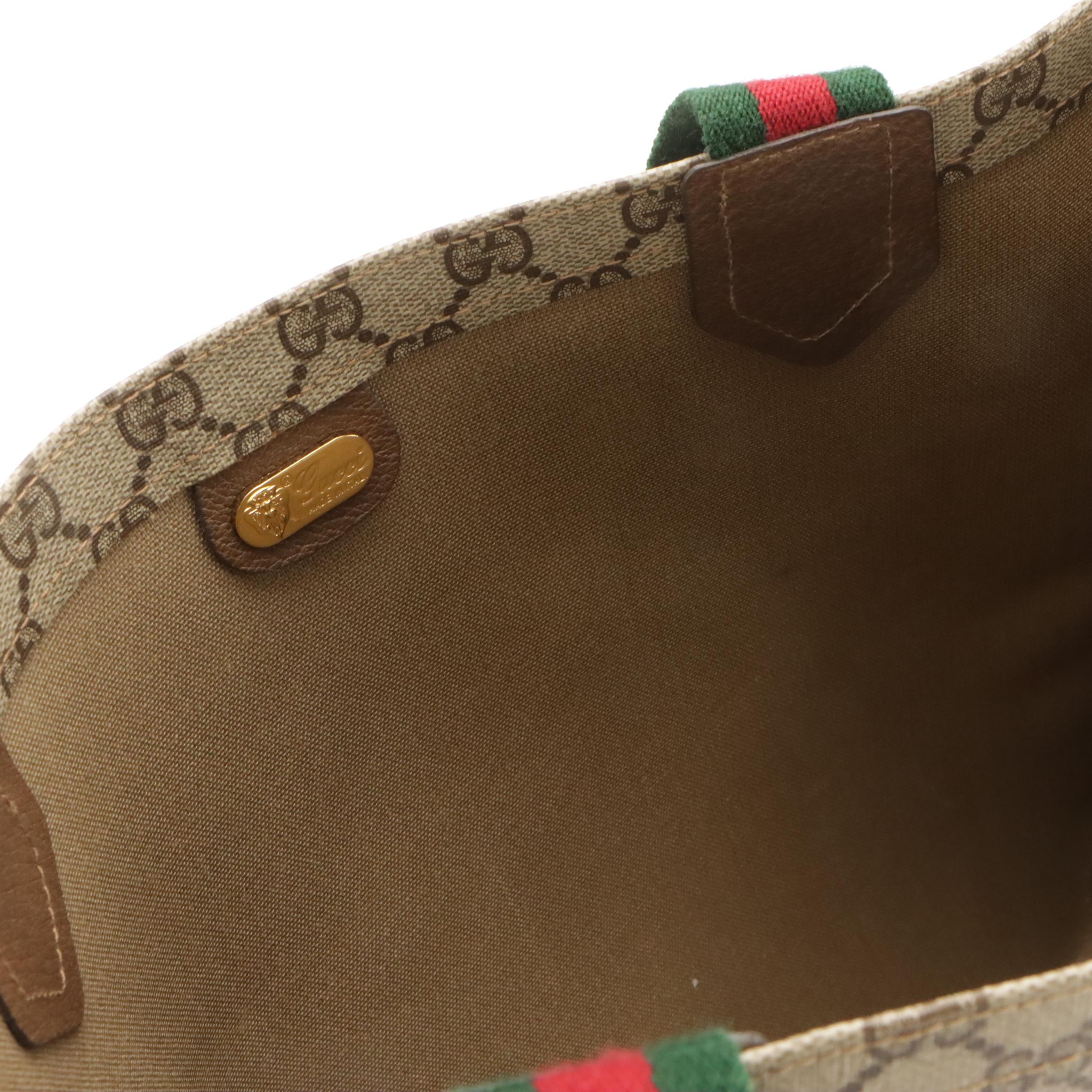 Gucci Interlocking GG Web Stripe Flat Tote in GG Supreme Canvas, 1980s