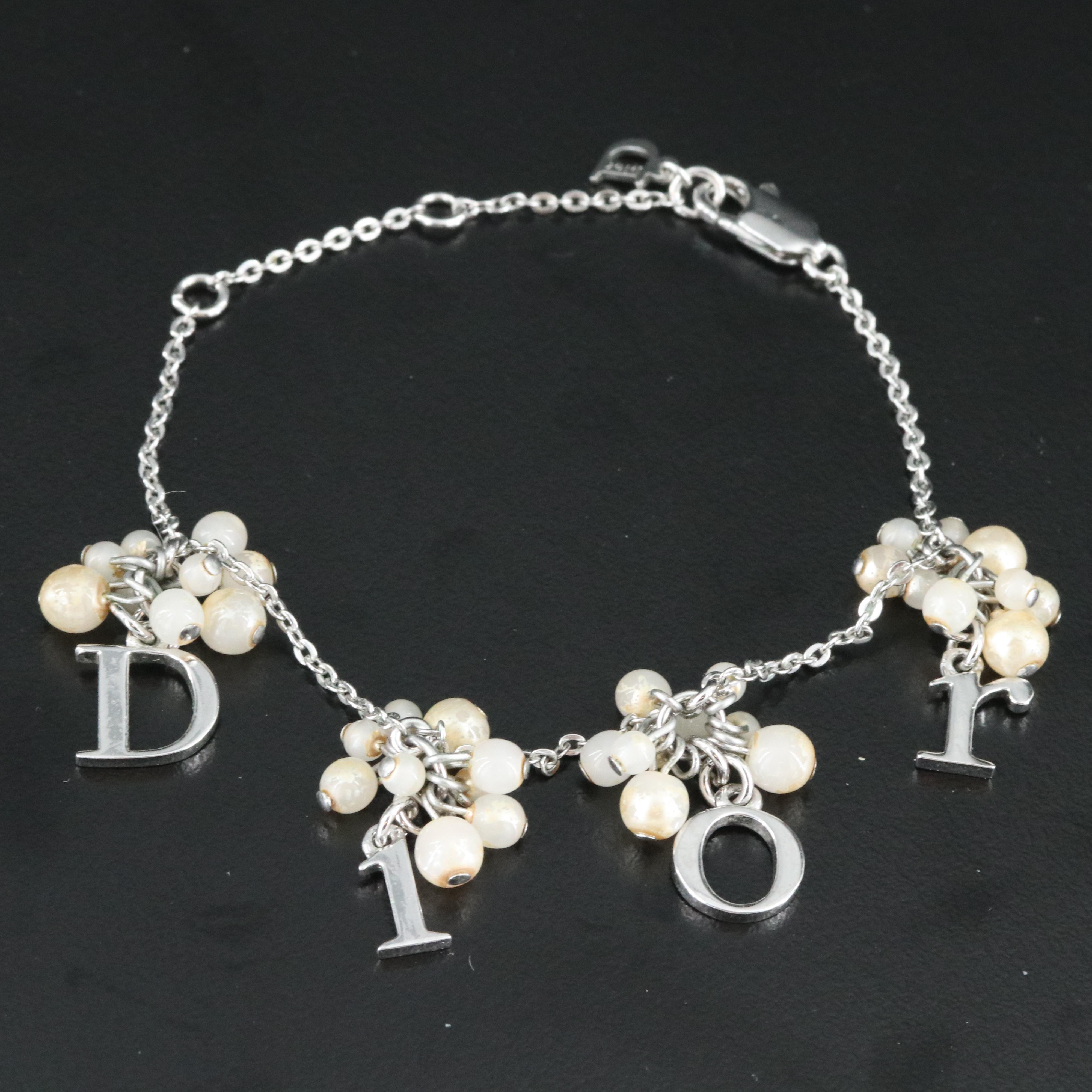 Dior 'Letters' Faux Pearl Bracelet