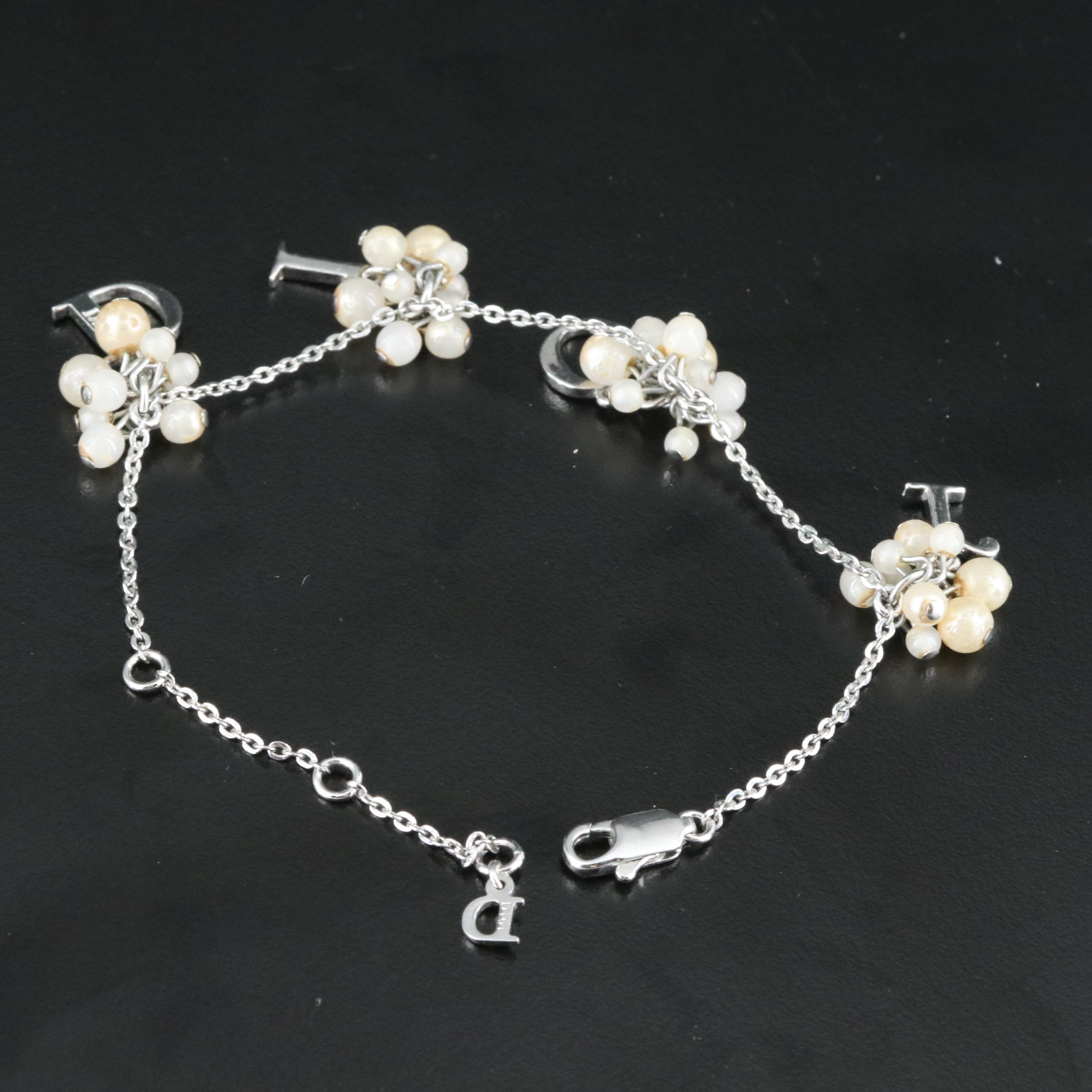 Dior 'Letters' Faux Pearl Bracelet