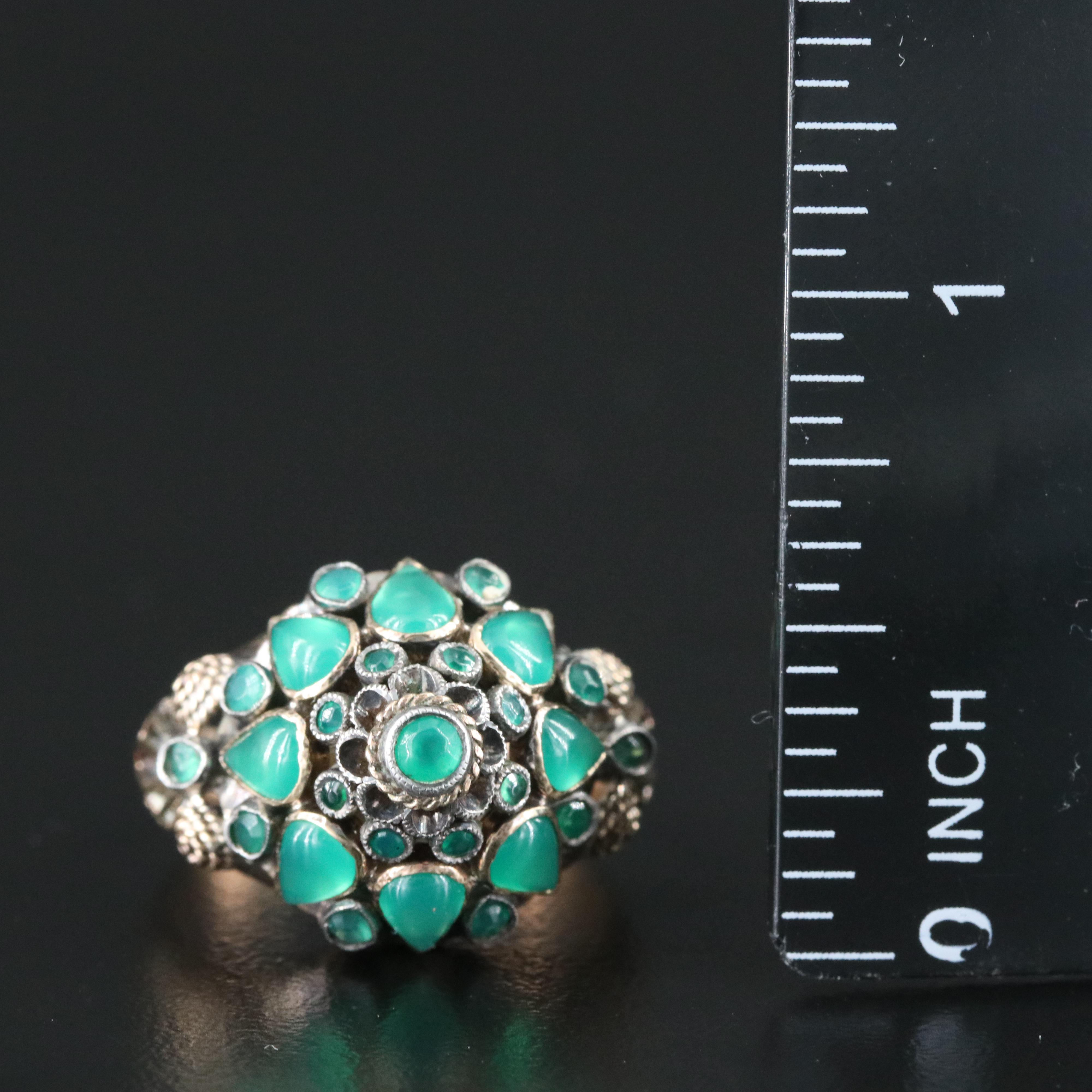 14K and 800 Silver Chalcedony Thai Princess Ring