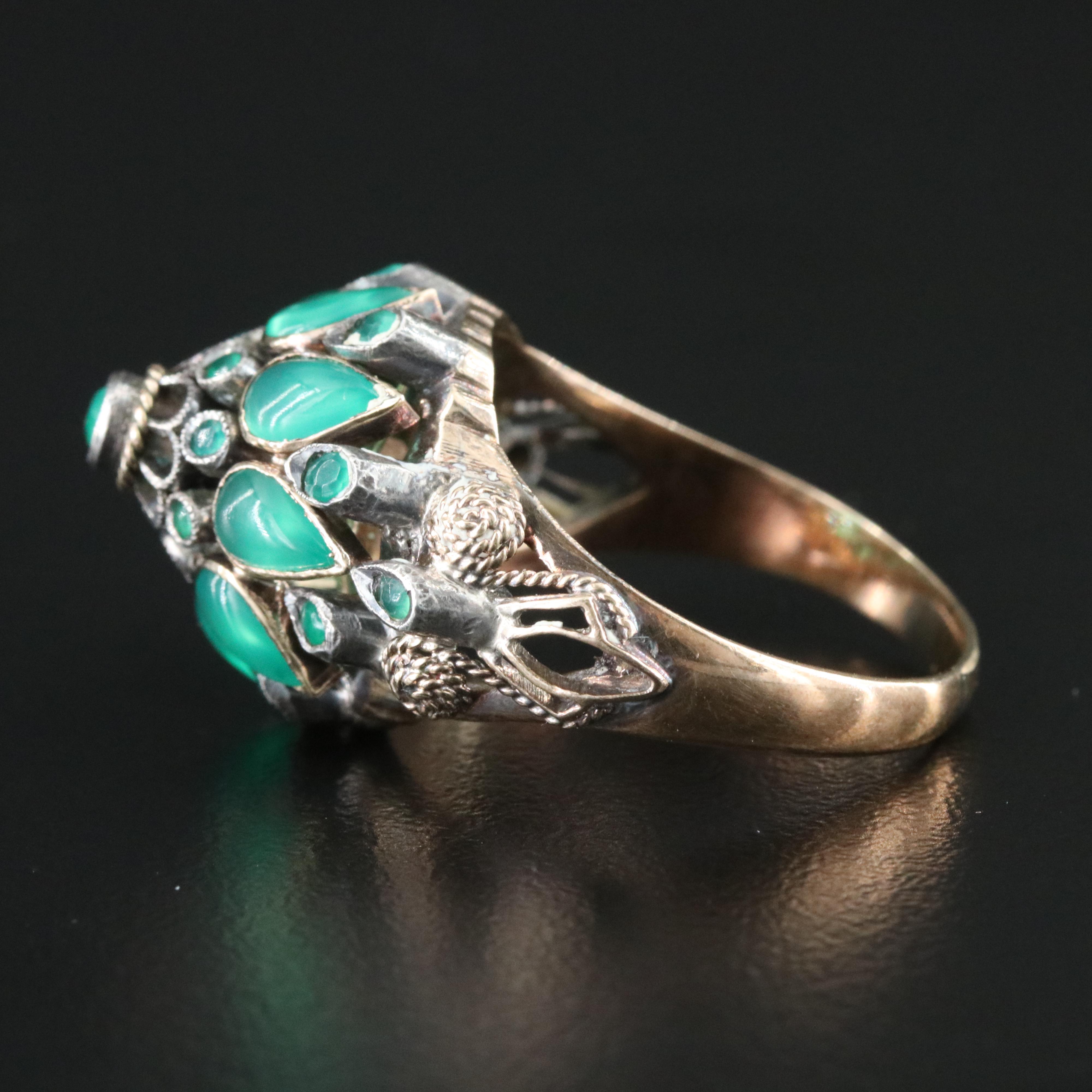 14K and 800 Silver Chalcedony Thai Princess Ring