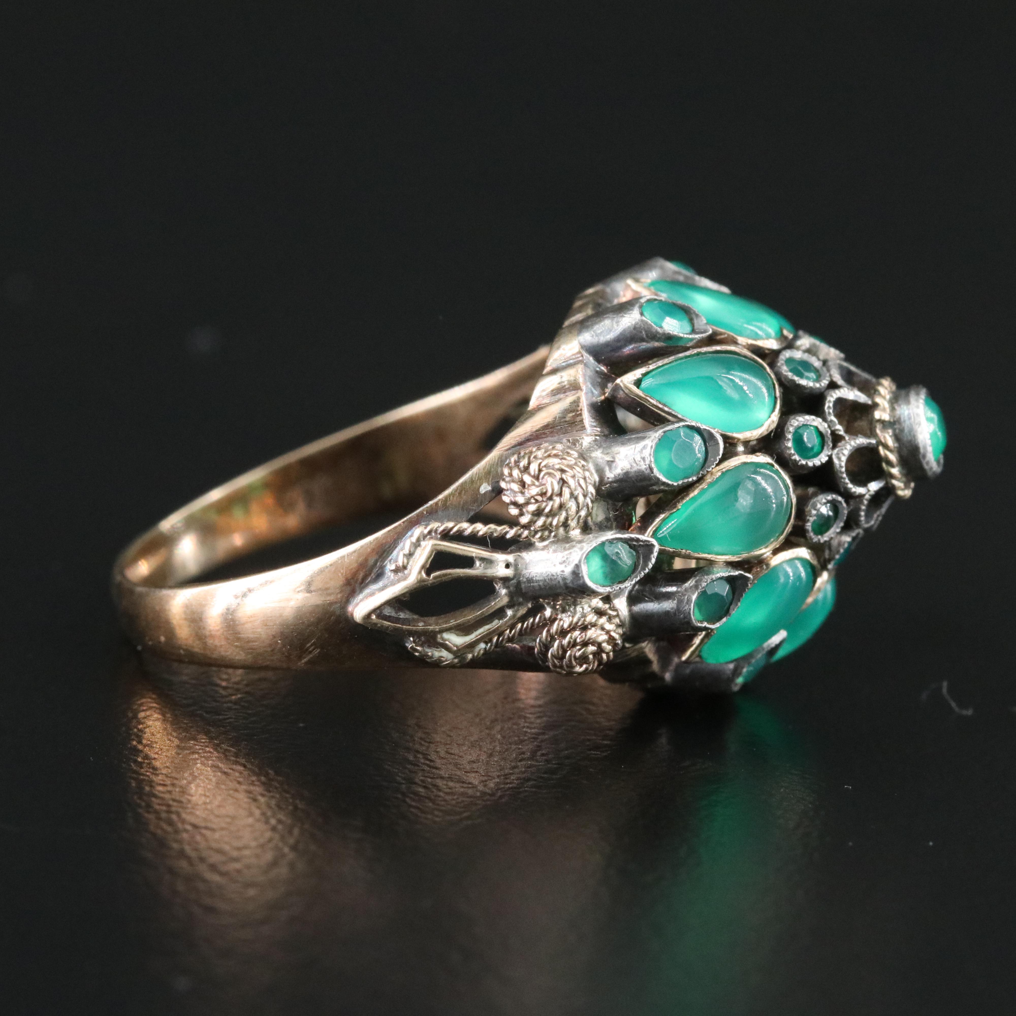 14K and 800 Silver Chalcedony Thai Princess Ring