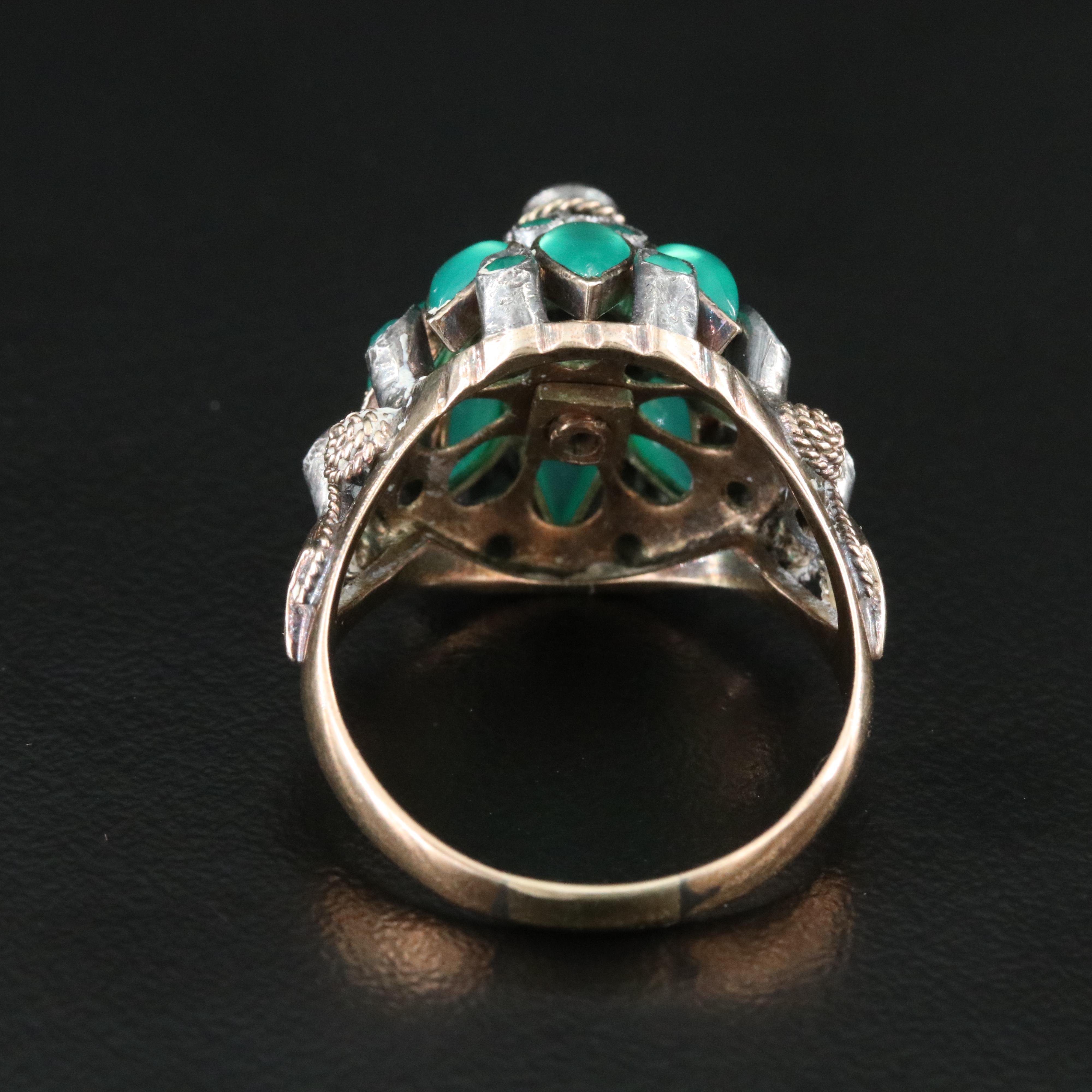 14K and 800 Silver Chalcedony Thai Princess Ring