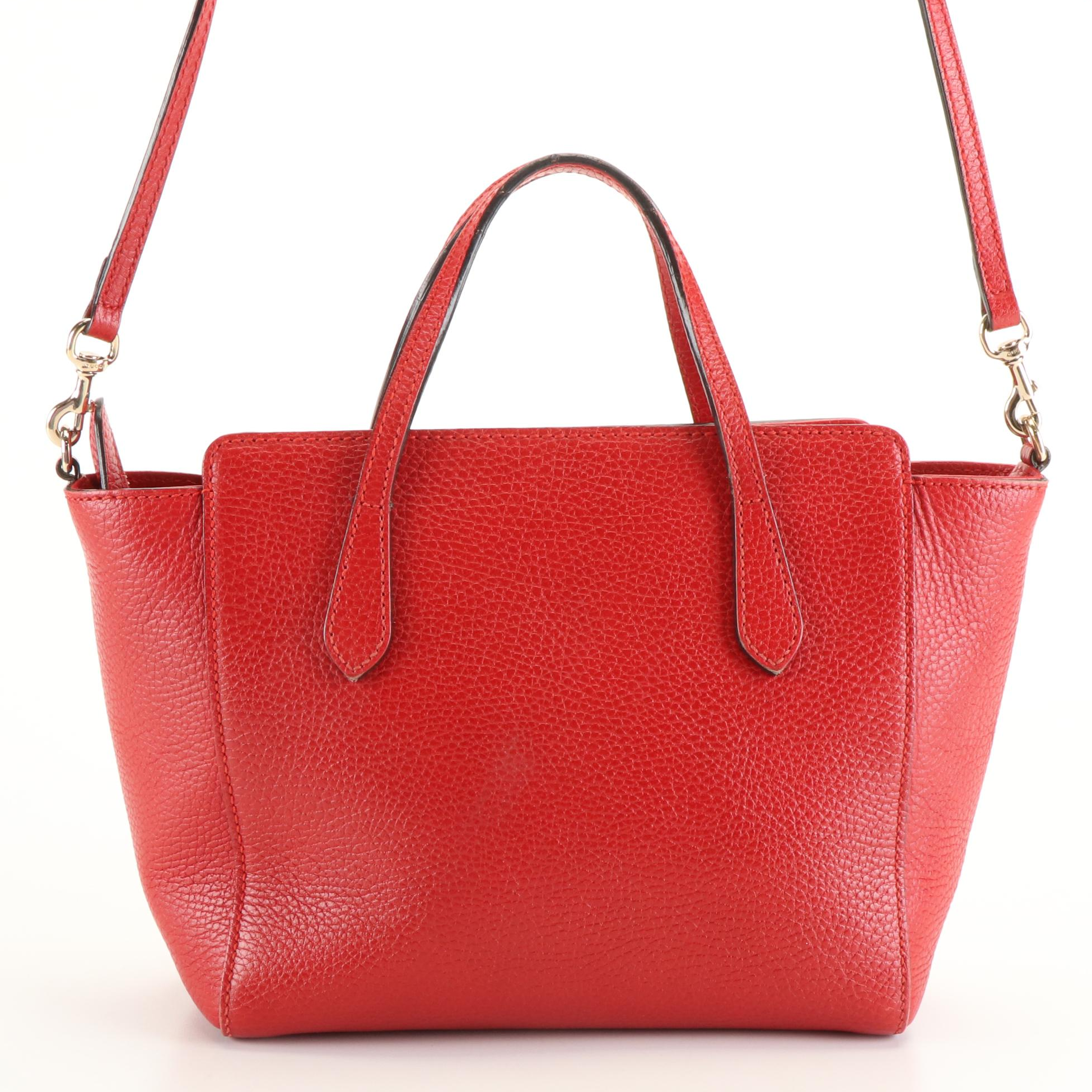 Gucci Swing Tote Bag in Red Pebbled Leather
