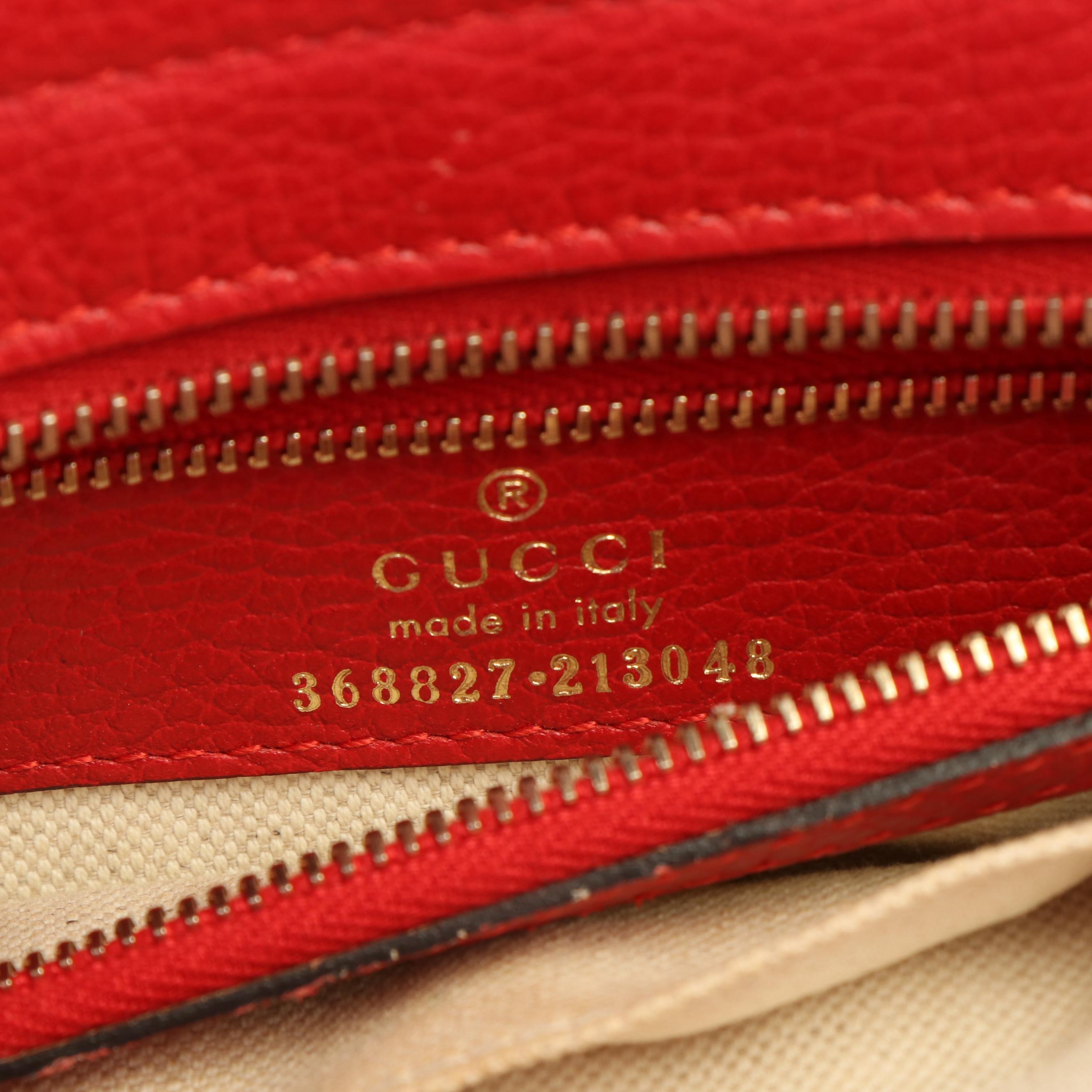 Gucci Swing Tote Bag in Red Pebbled Leather