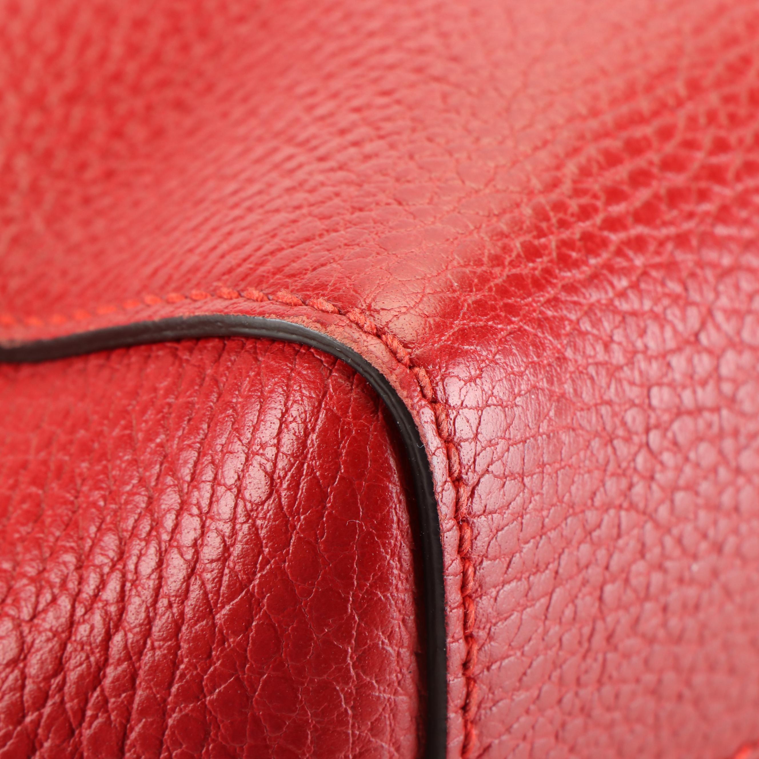 Gucci Swing Tote Bag in Red Pebbled Leather