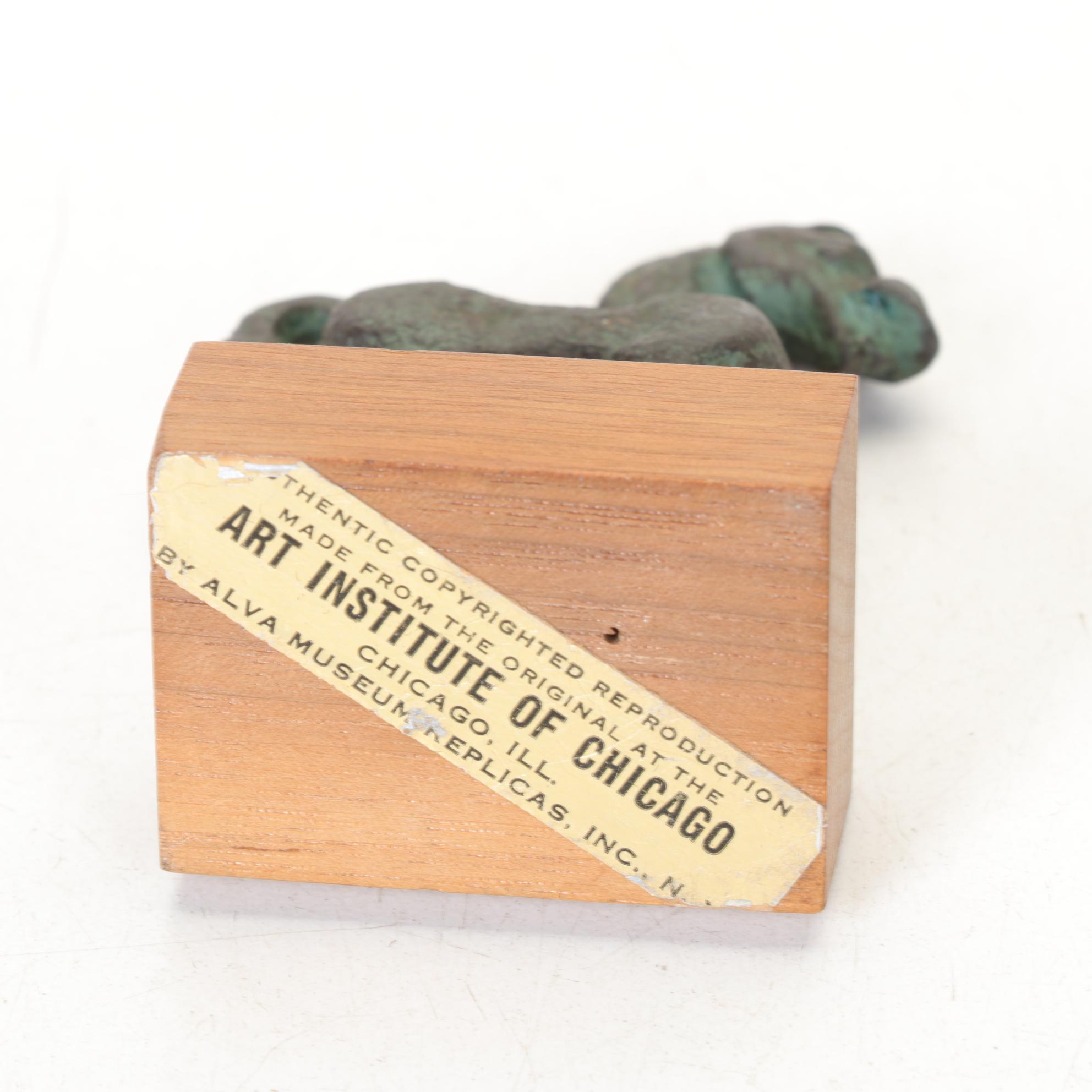 Alva Studios Ha Ming Horse with Carved Panther, Patina Arrowhead Bush & Inkstone