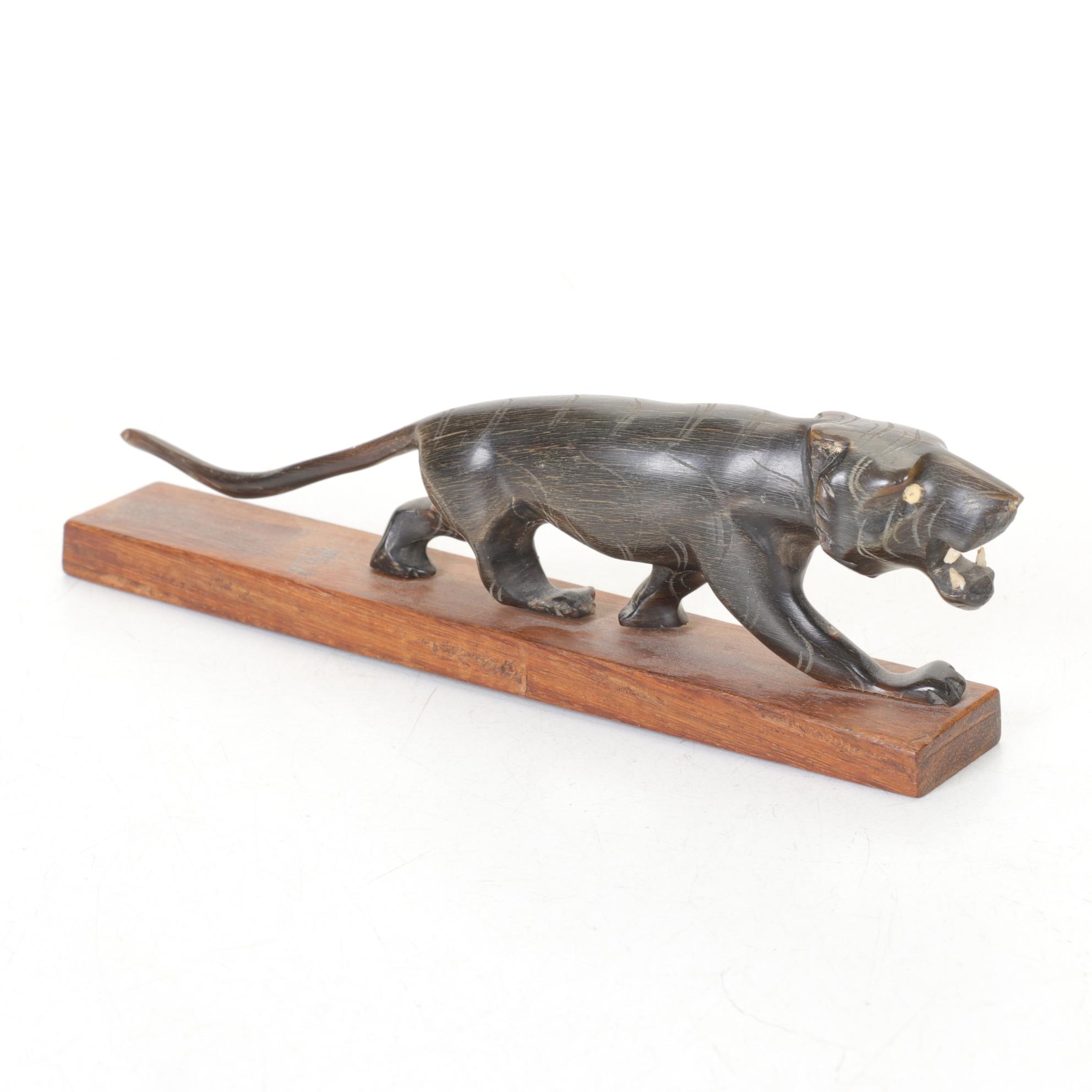 Alva Studios Ha Ming Horse with Carved Panther, Patina Arrowhead Bush & Inkstone