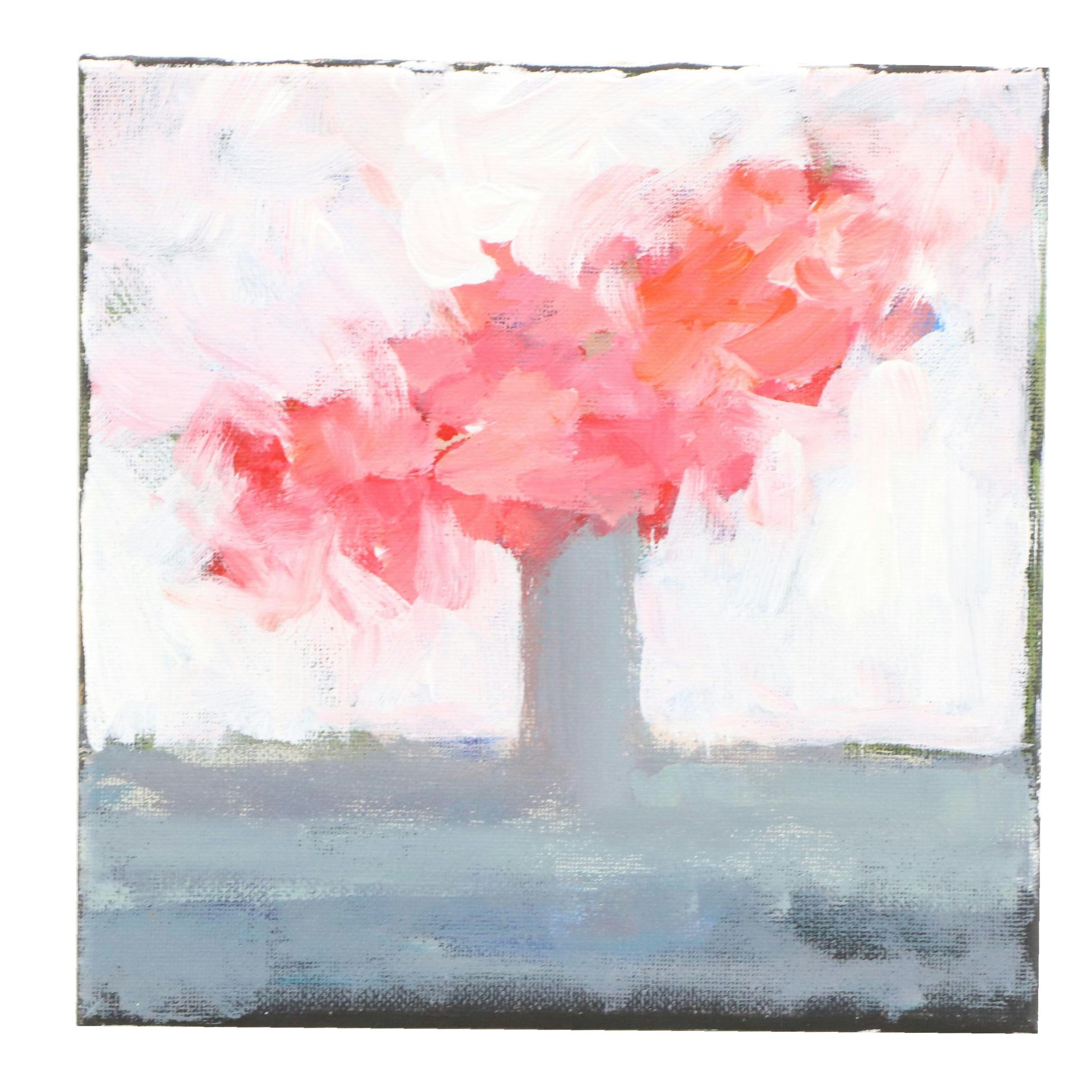 Elle Raines Floral Still Life Acrylic Painting, 21st Century