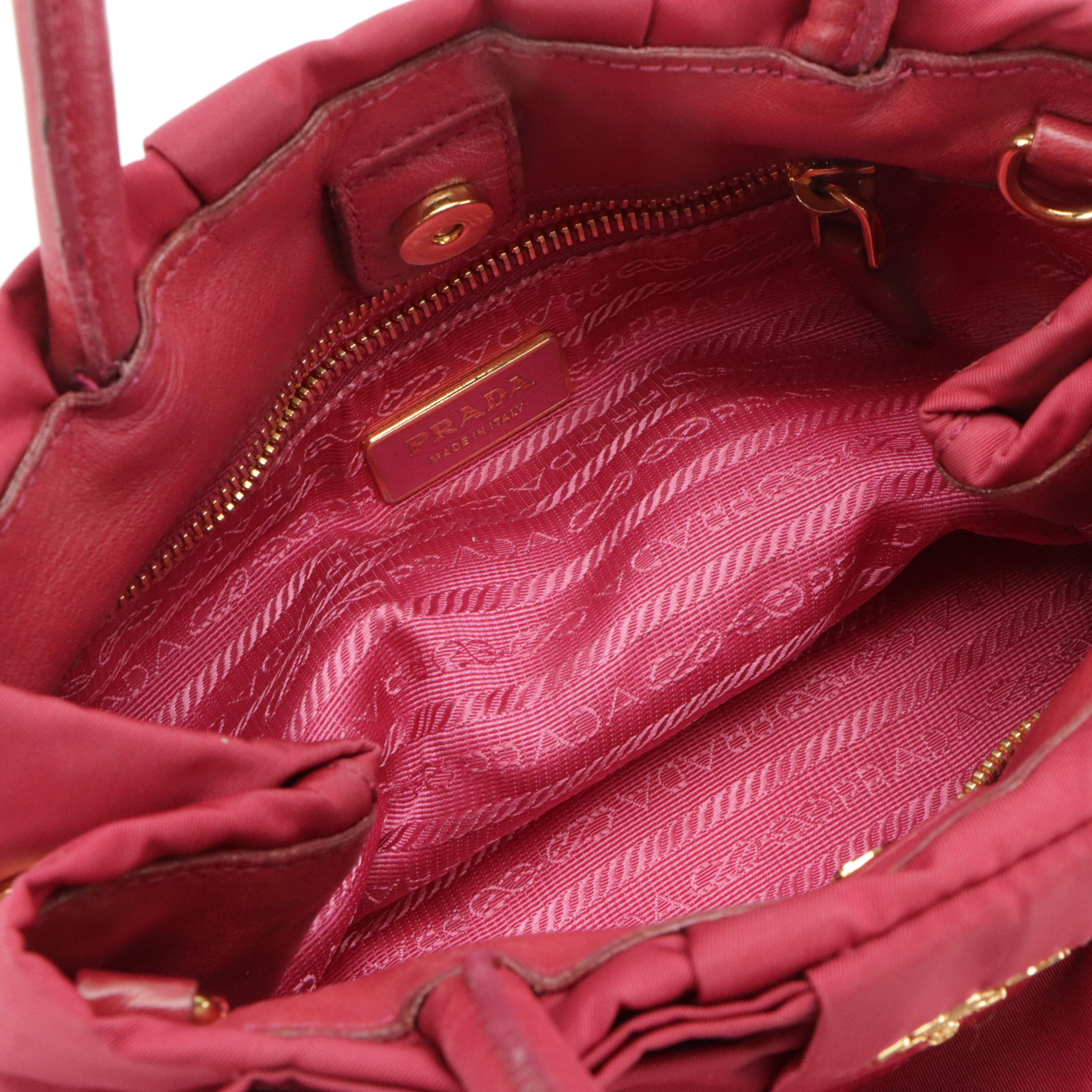 Prada Fiocco Bow Two-Way Tote Bag in Tessuto Nylon and Lambskin Leather