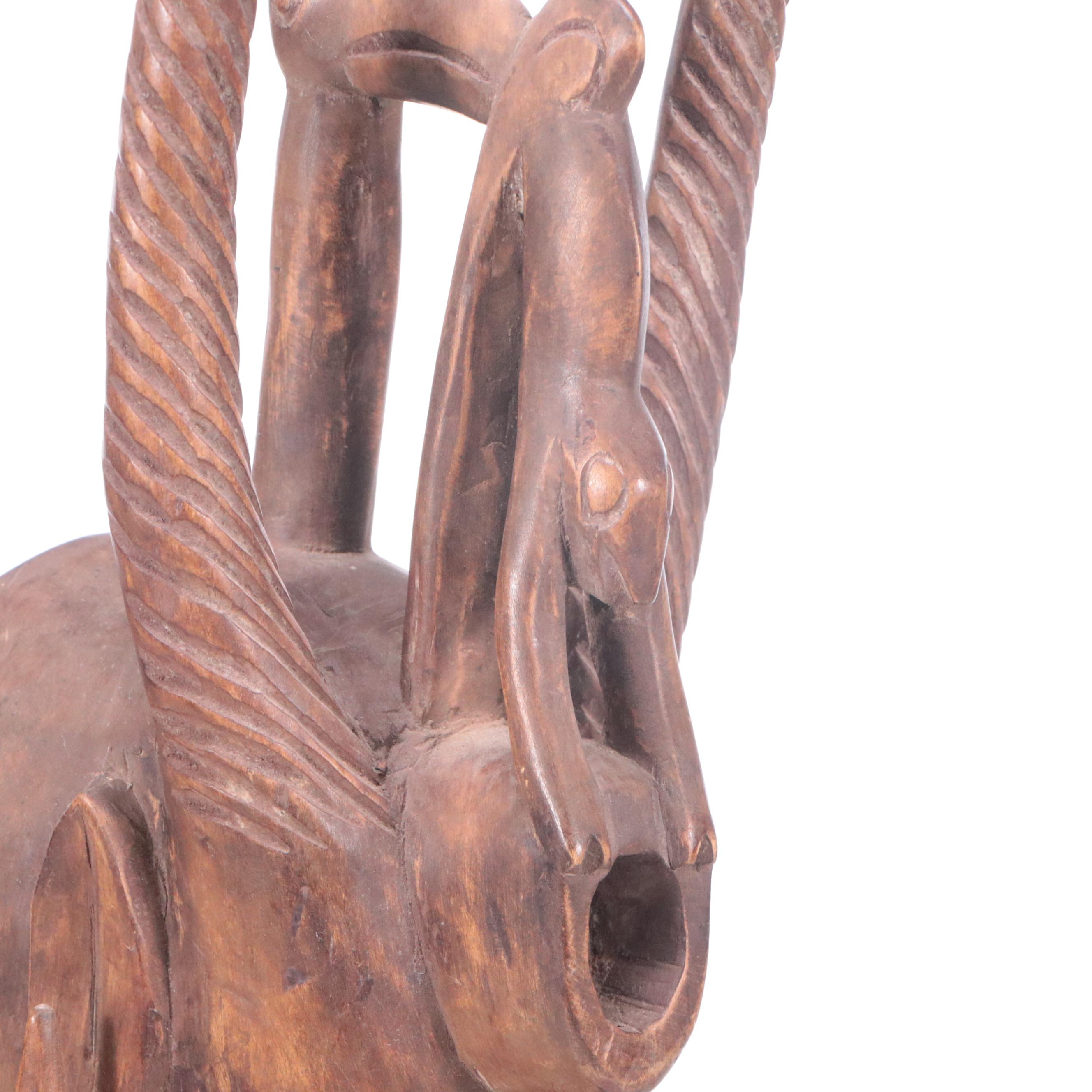 Ivory Coast Senufo Peoples "Kponyungo" Fire Spitter Carved Wood Helmet Mask