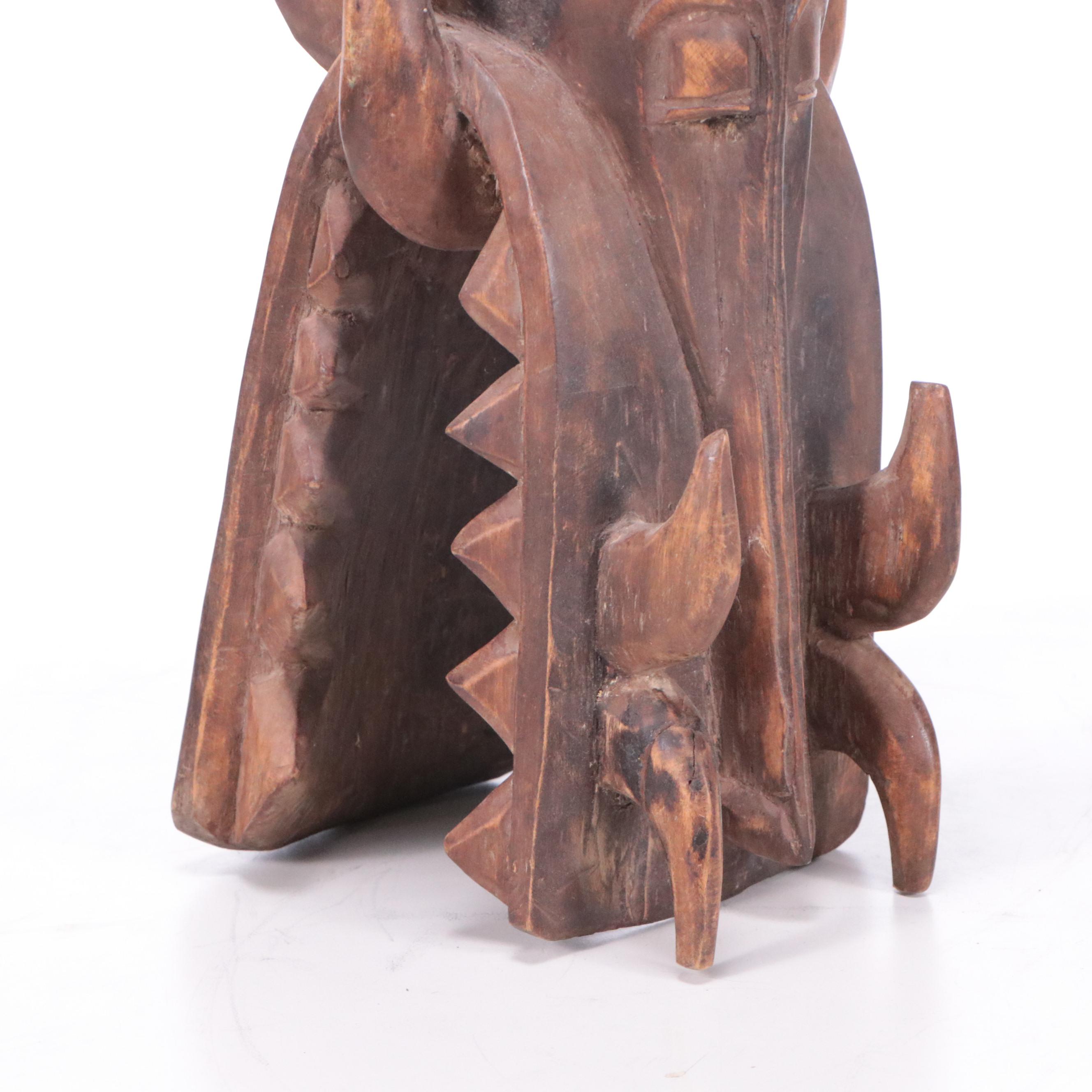 Ivory Coast Senufo Peoples "Kponyungo" Fire Spitter Carved Wood Helmet Mask