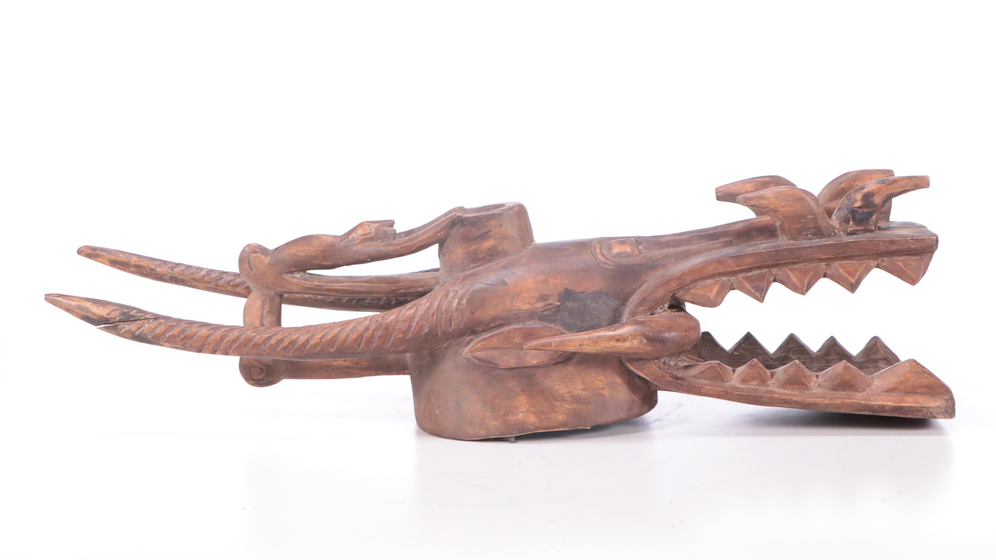 Ivory Coast Senufo Peoples "Kponyungo" Fire Spitter Carved Wood Helmet Mask