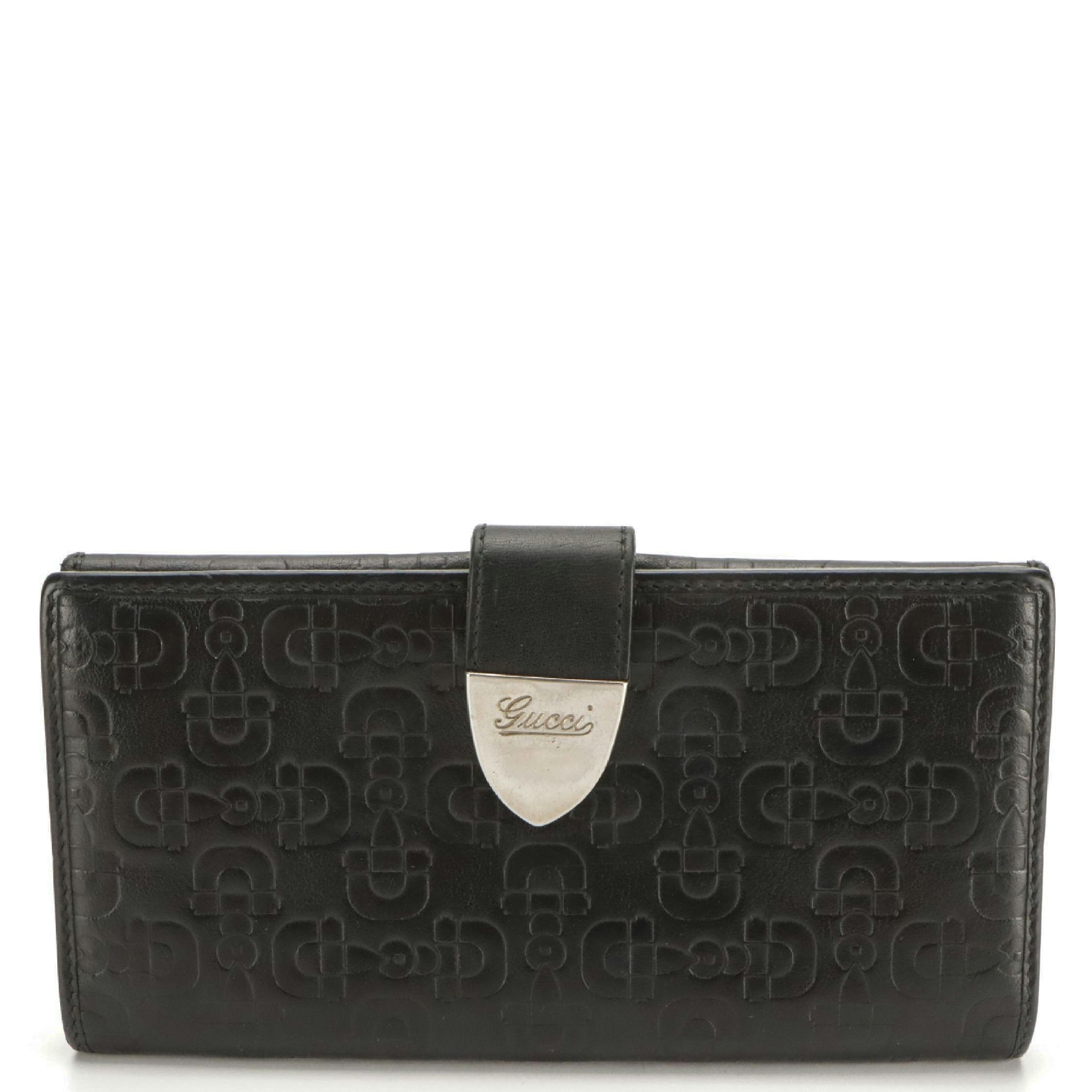 Gucci Buckle Strap Continental Wallet in Horsebit Embossed Leather