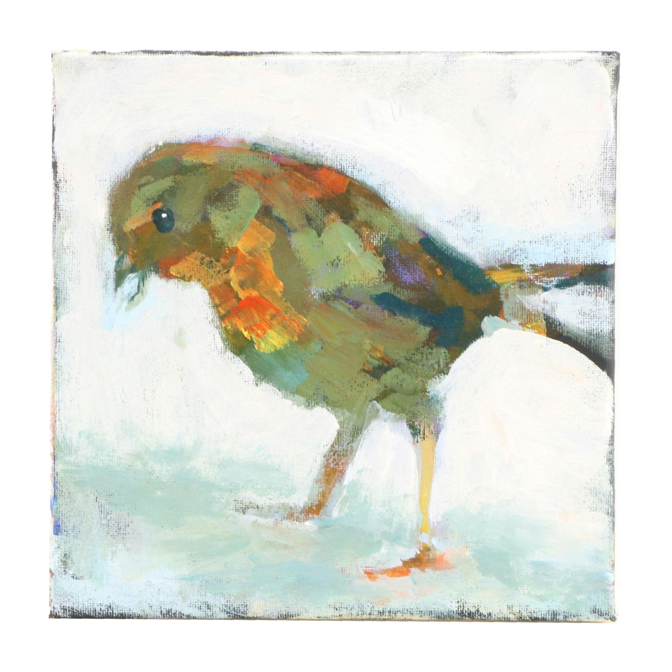 Elle Raines Acrylic Painting of Bird, 21st Century
