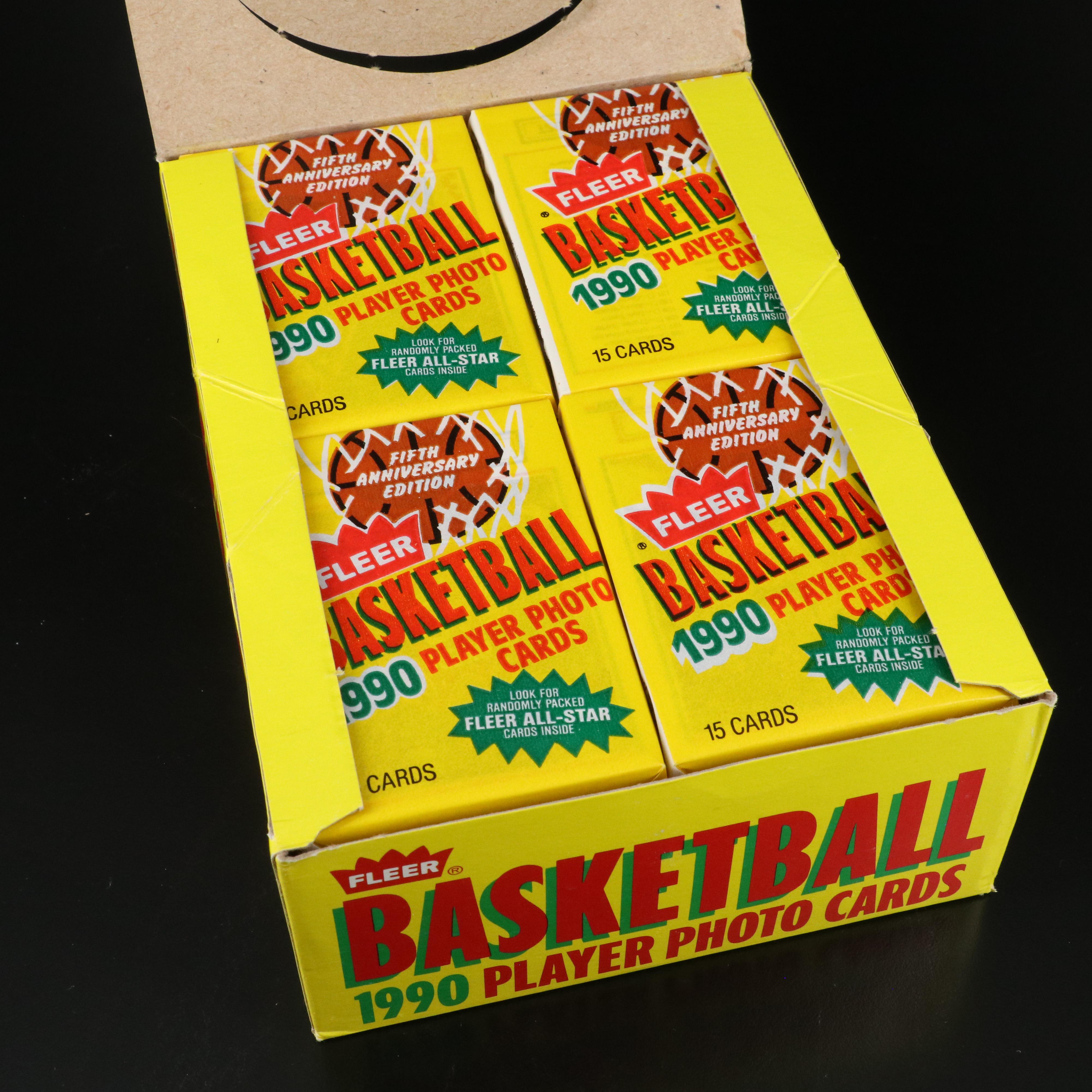 1990 Fleer Sealed Basketball Card Wax Packs with Original Boxes