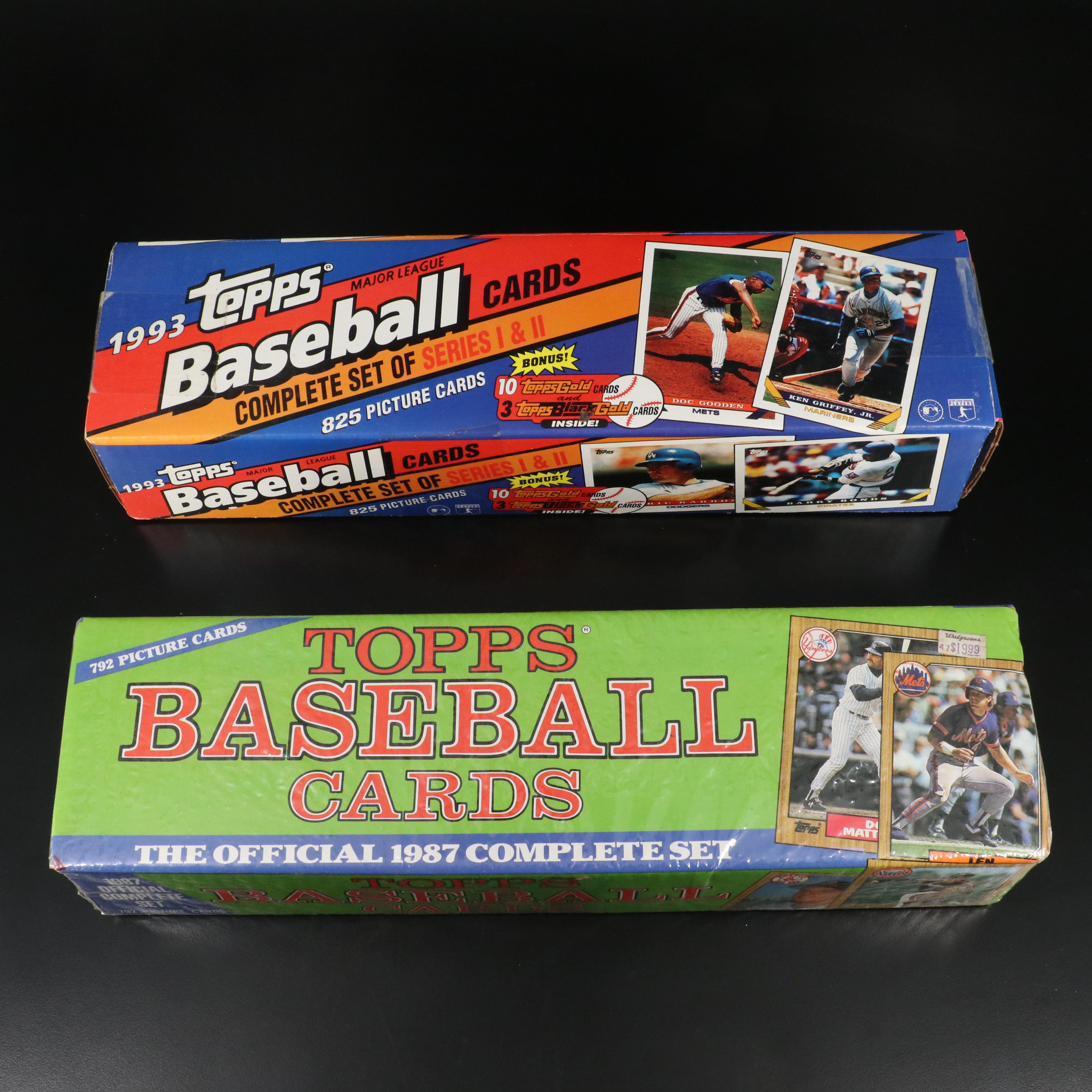 1987 and 1993 Topps Sealed Baseball Card Sets Featuring Barry Bonds and More