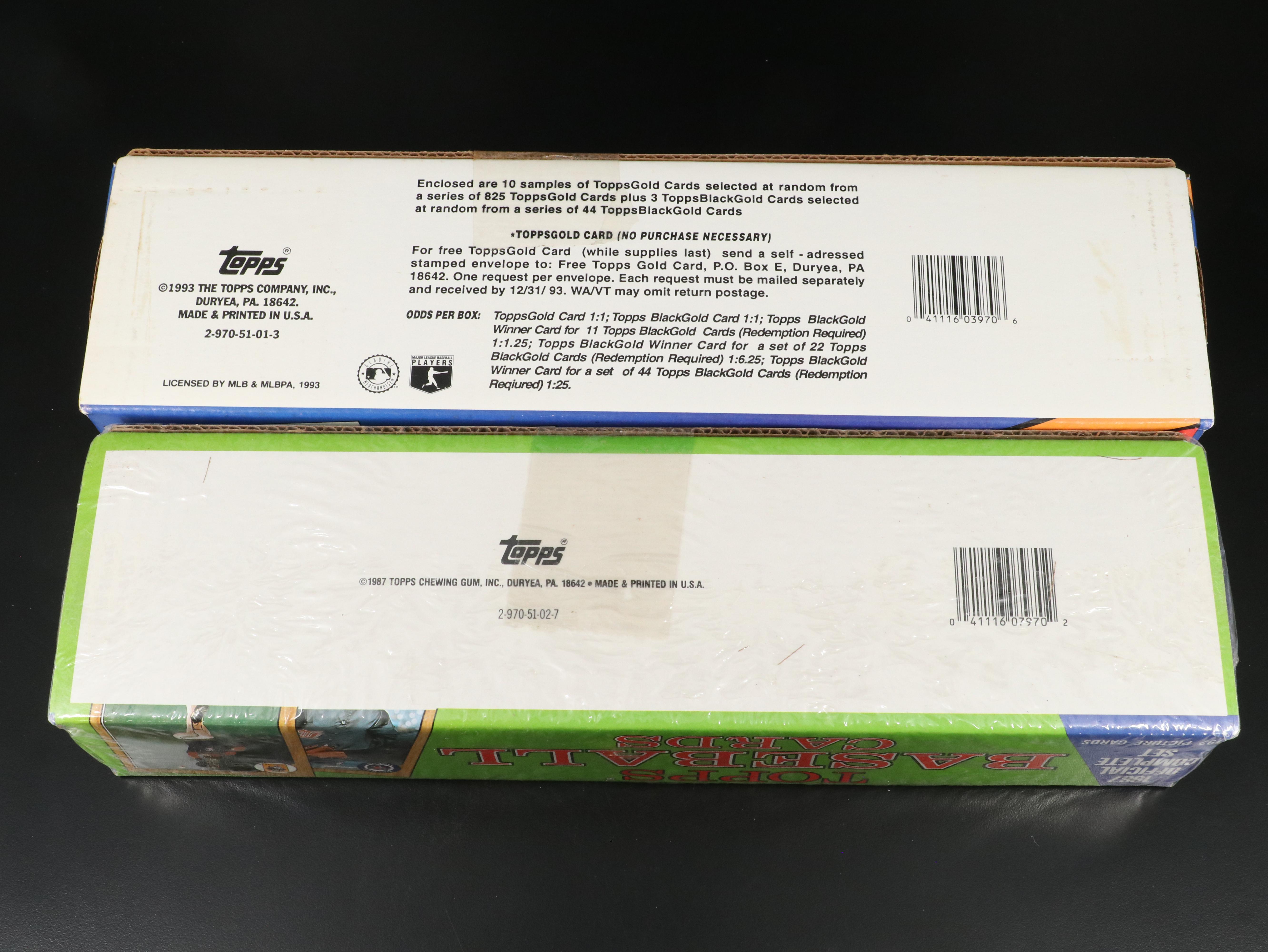 1987 and 1993 Topps Sealed Baseball Card Sets Featuring Barry Bonds and More