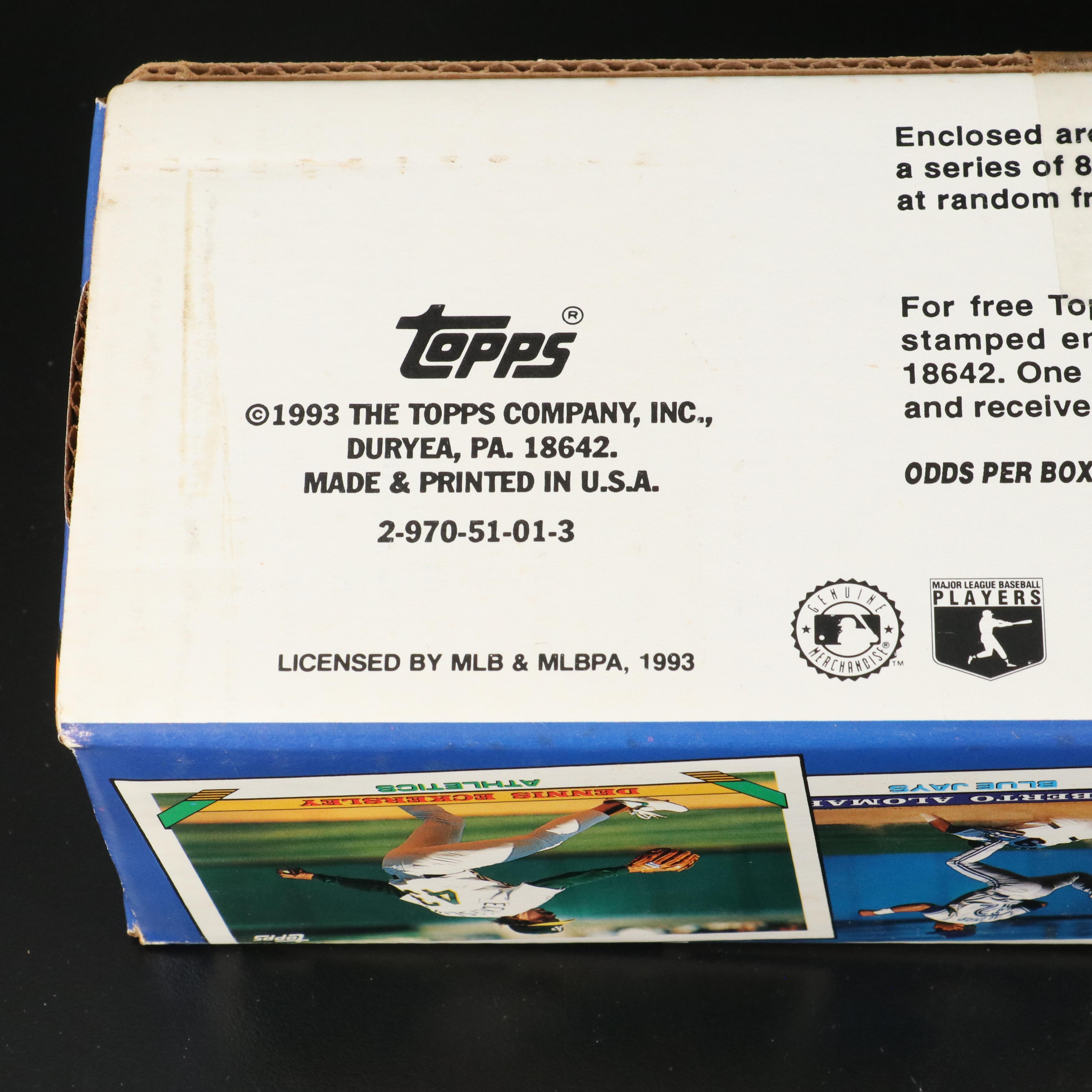 1987 and 1993 Topps Sealed Baseball Card Sets Featuring Barry Bonds and More