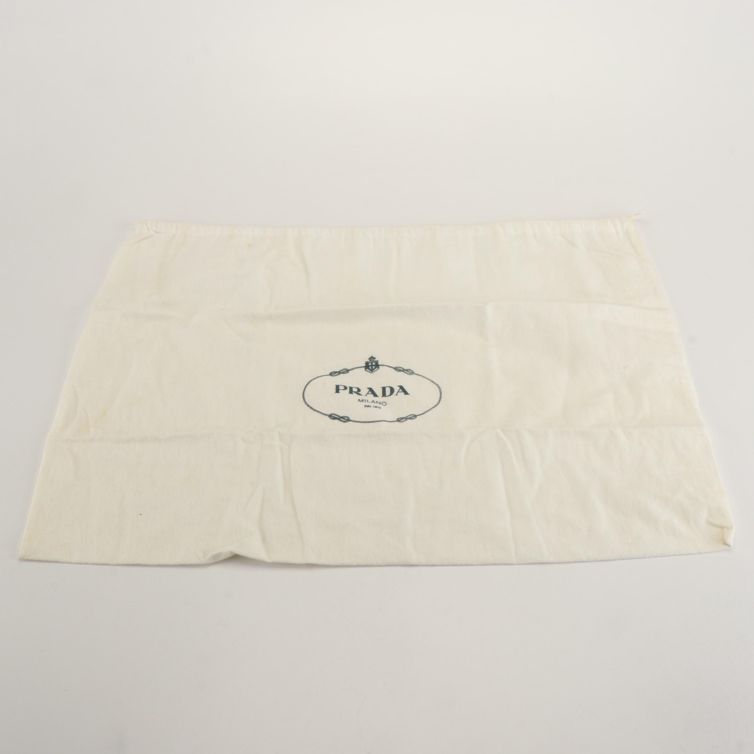 Prada Front Pocket Tote Bag in Yellow Pebbled Leather