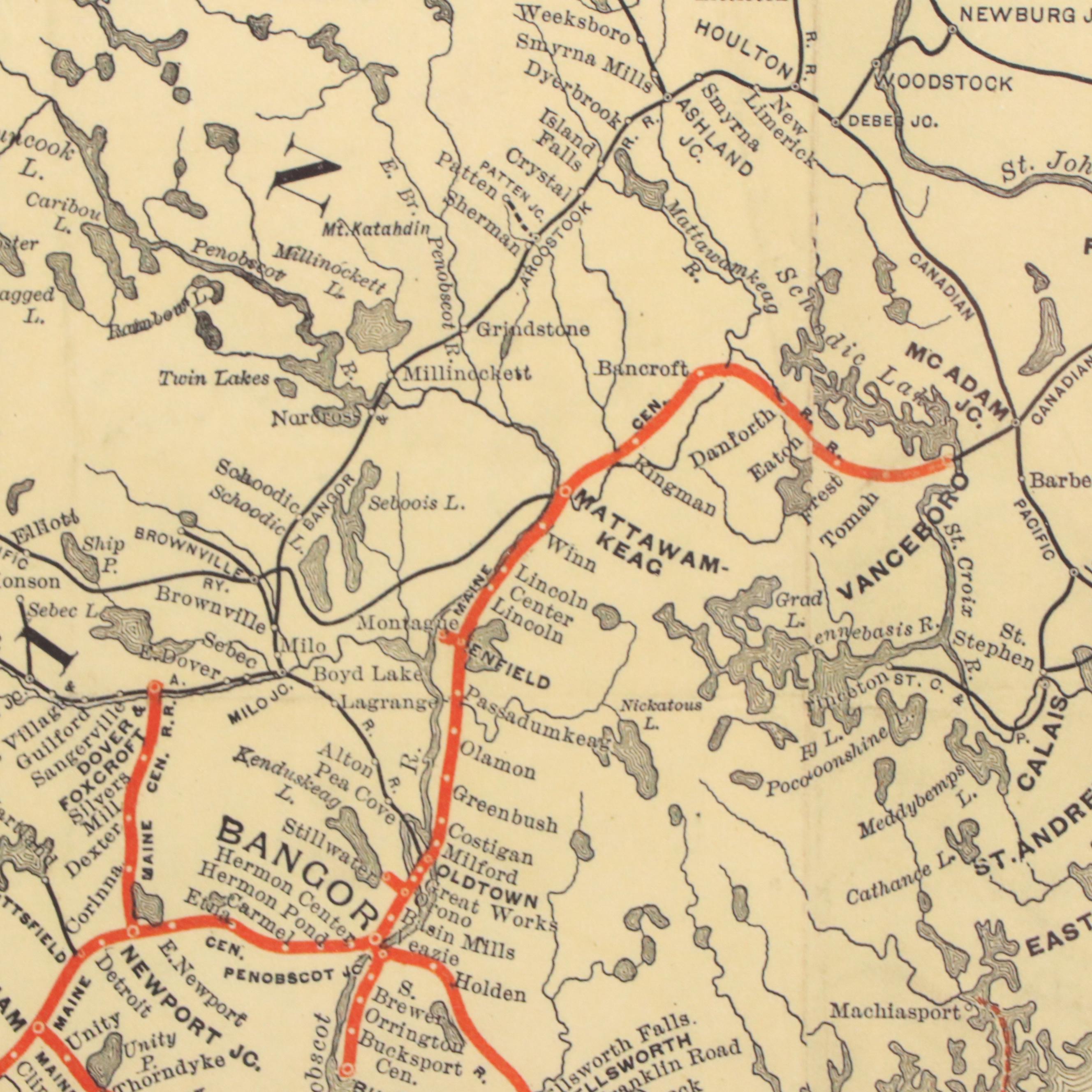 Digital Print Map of "Boston and Maine Railroad and Connections," 21st Century