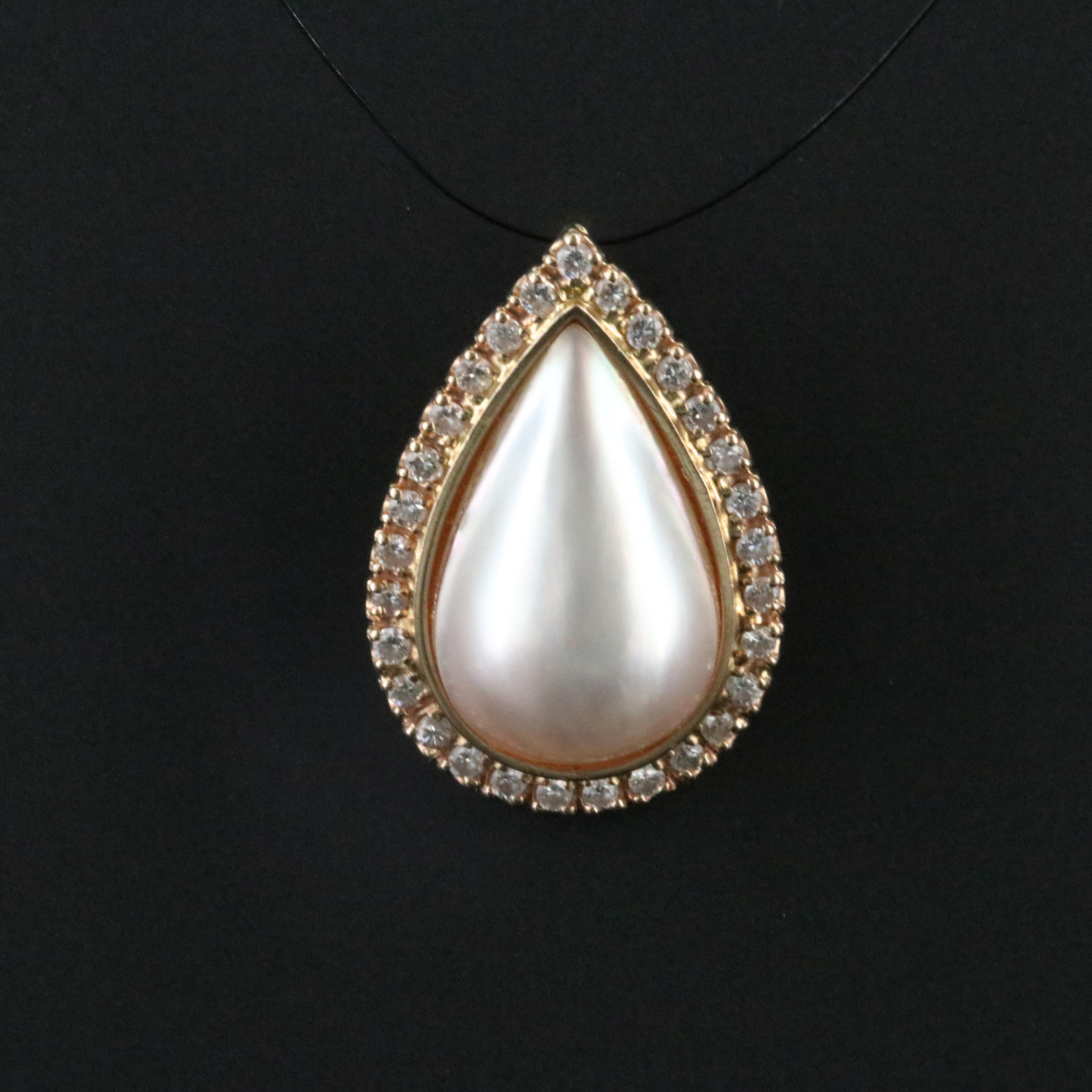 14K Pearl and Diamond Enhancer Pendant