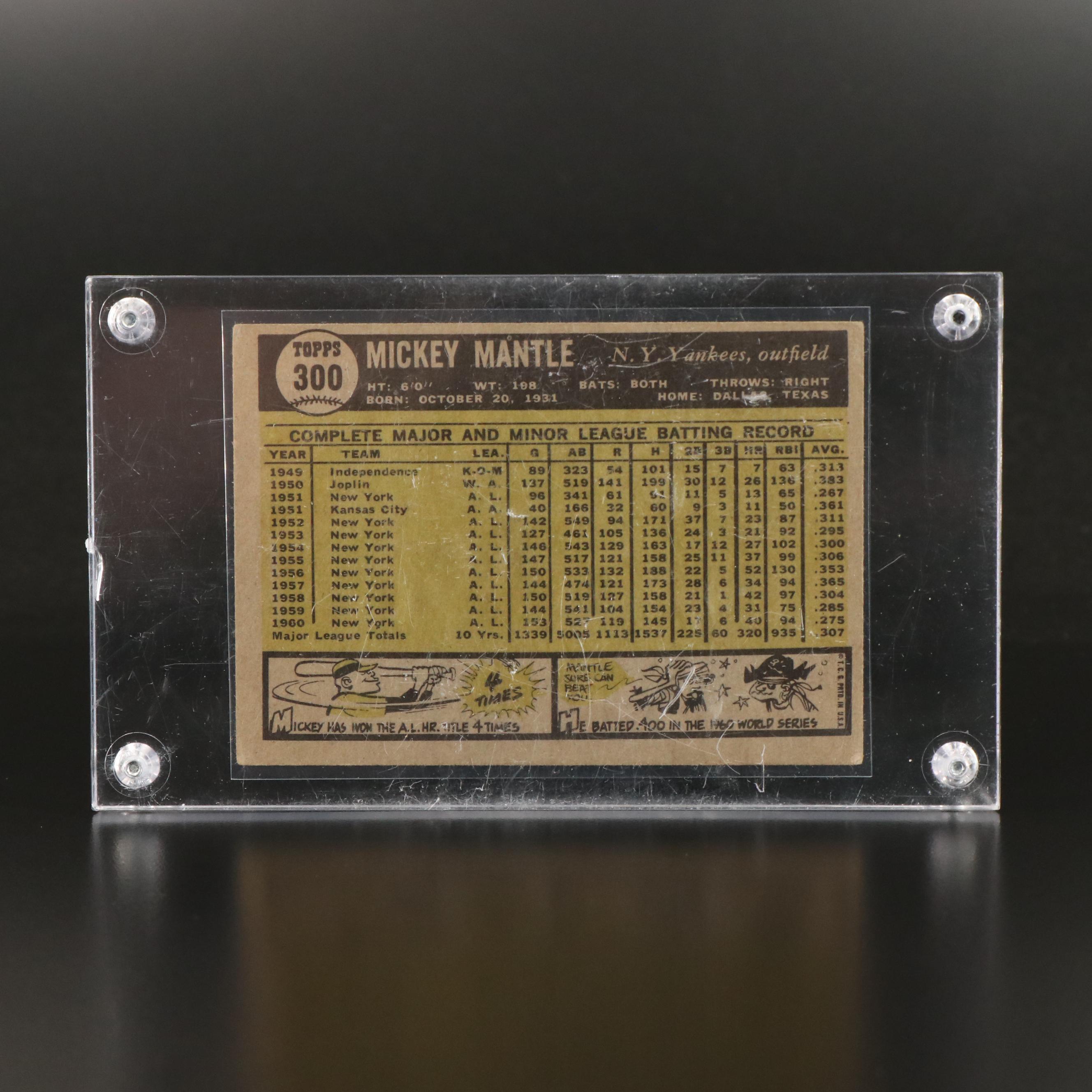 1961 Topps Mickey Mantle New York Yankees Baseball Card