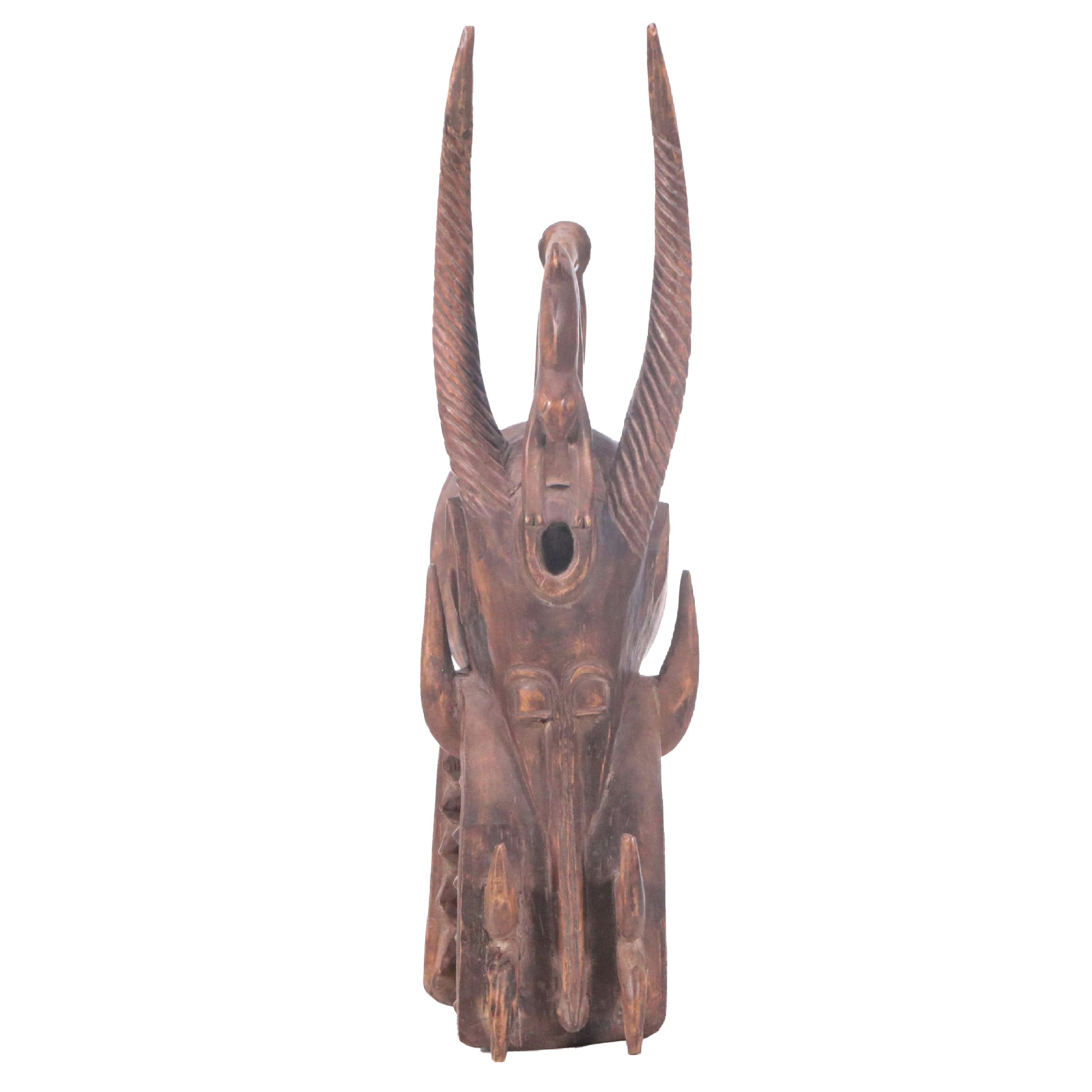 Ivory Coast Senufo Peoples "Kponyungo" Fire Spitter Carved Wood Helmet Mask