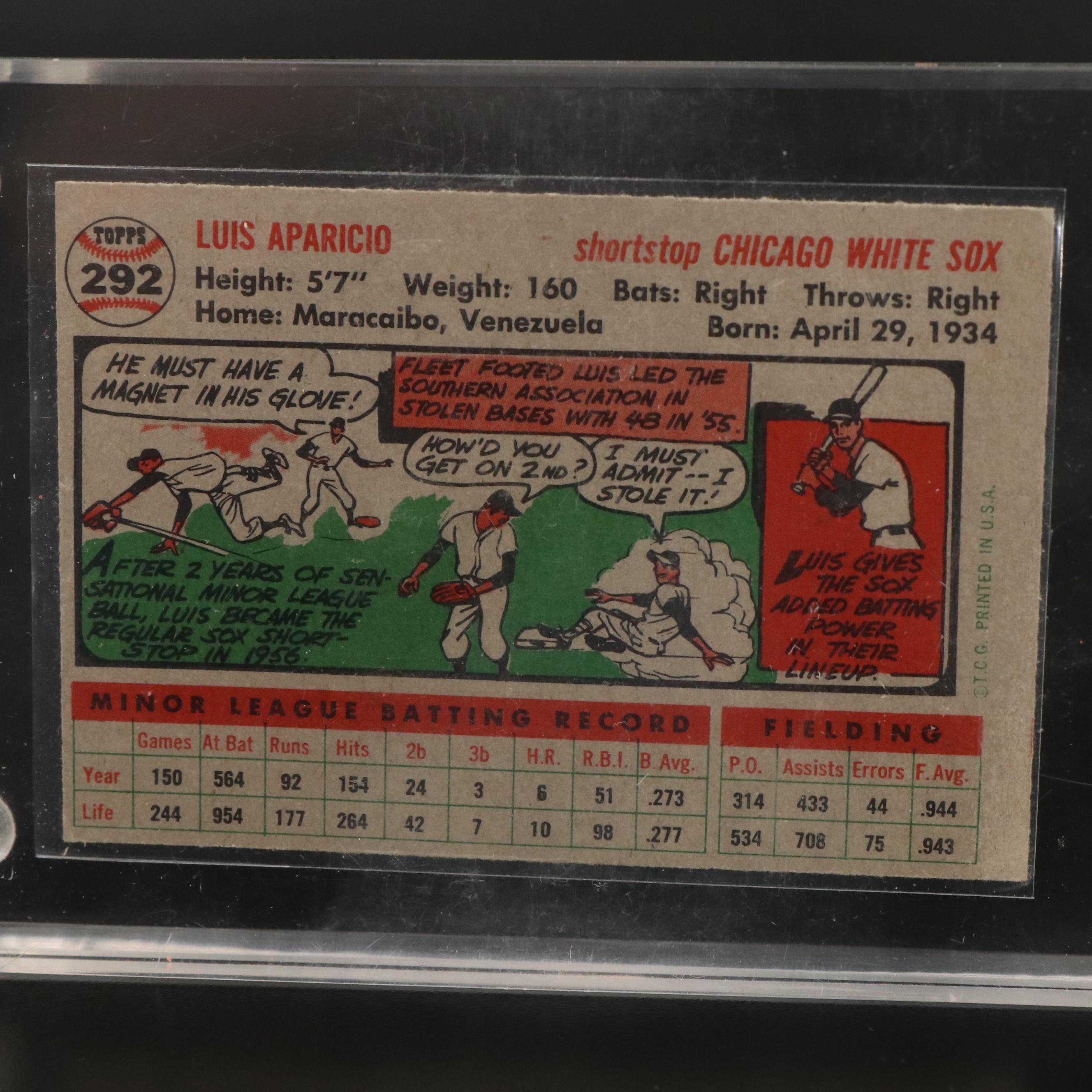 1956 Topps Luis Aparicio Chicago White Sox Rookie Baseball Card
