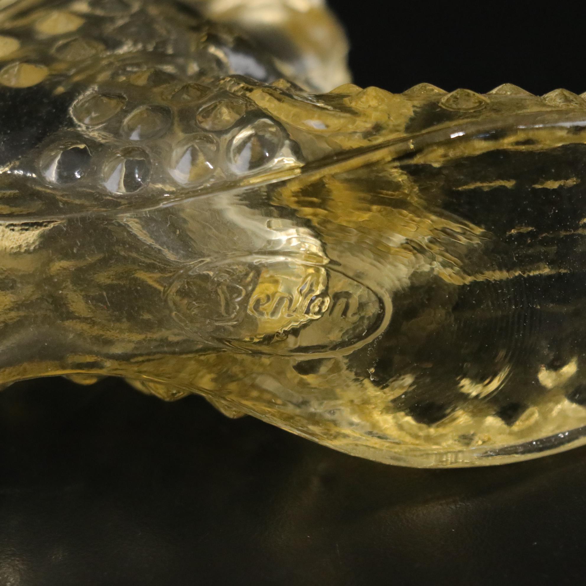 Fenton Yellow Hobnail Cat Head with Opalescent and Clear Glass Slippers