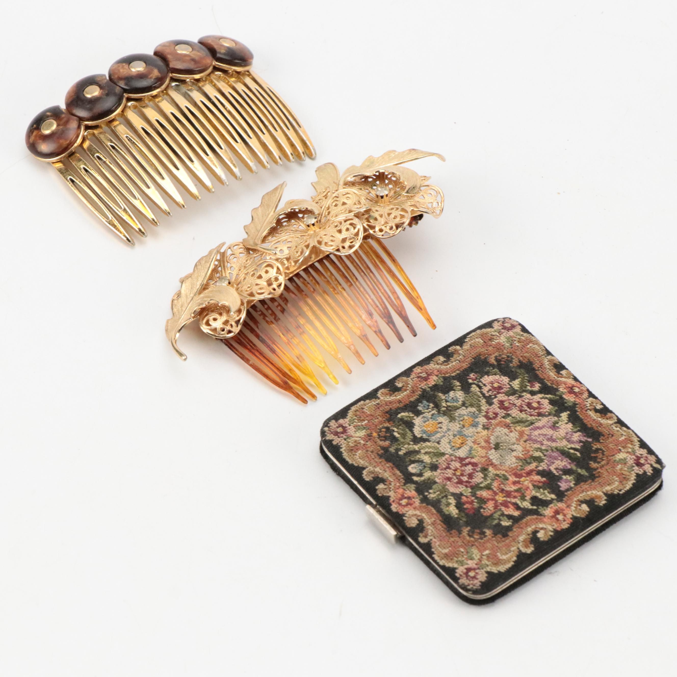 Alexander De Paris Metal and Resin Hair Comb with More