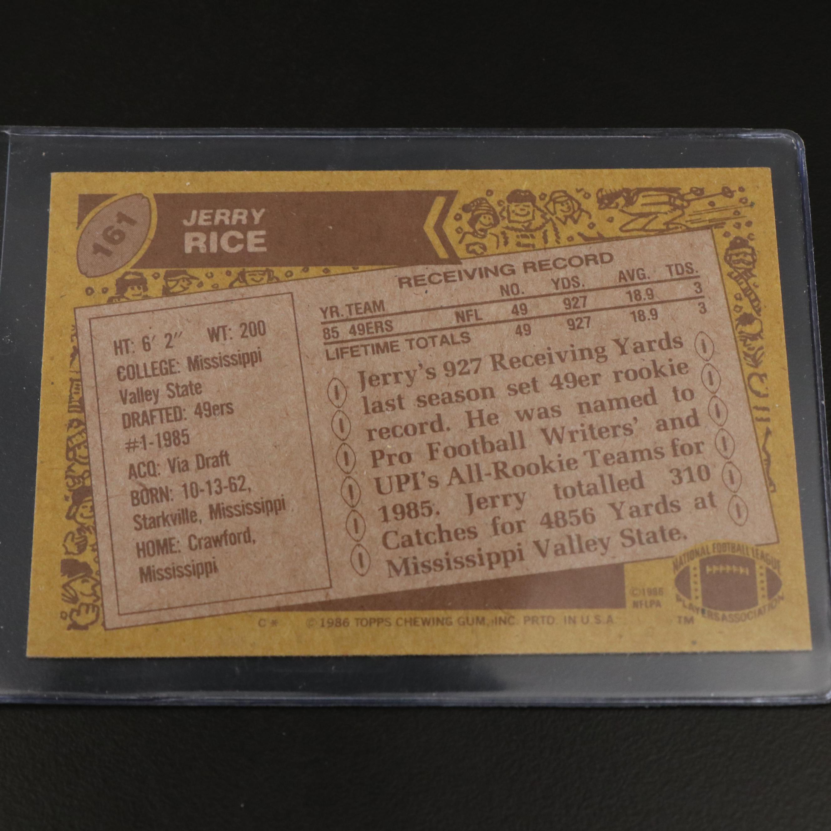 1987 Topps Jerry Rice San Francisco 49ers Rookie Football Cards