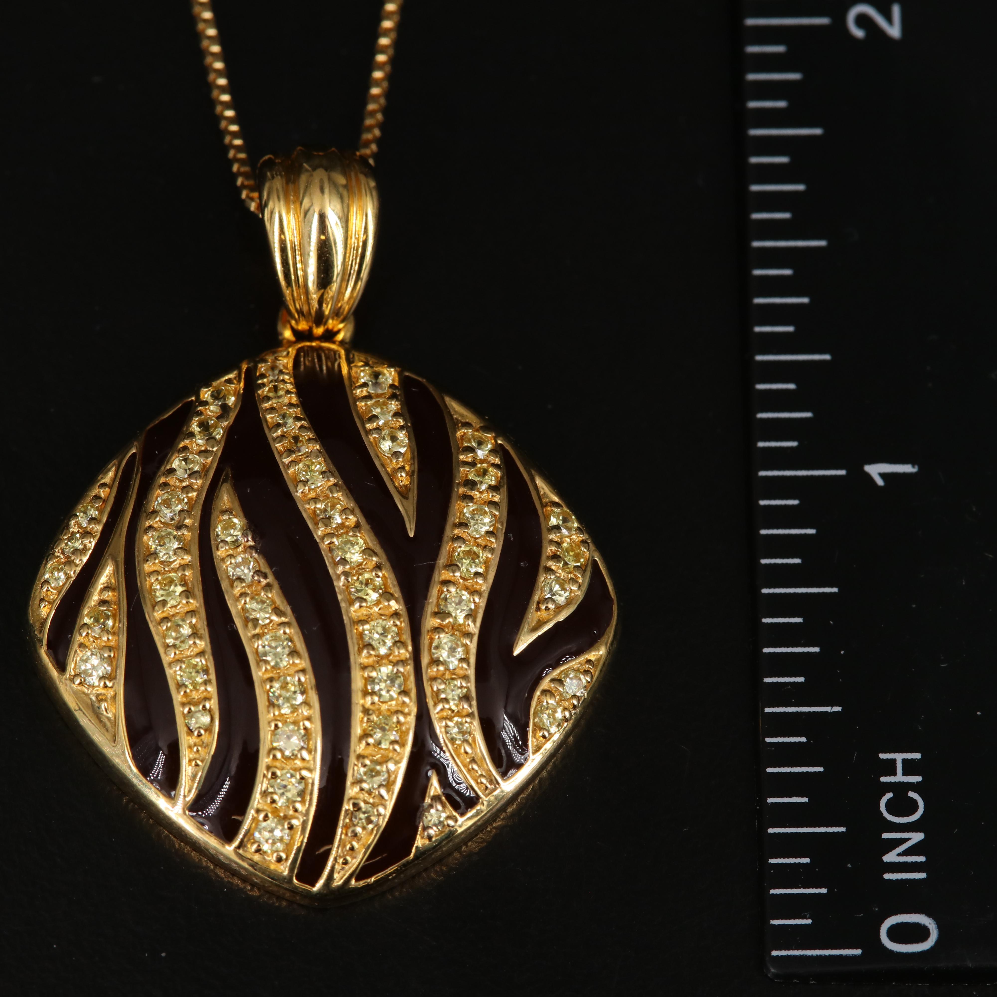 Sterling Enamel and CZ Necklace and Earring Set