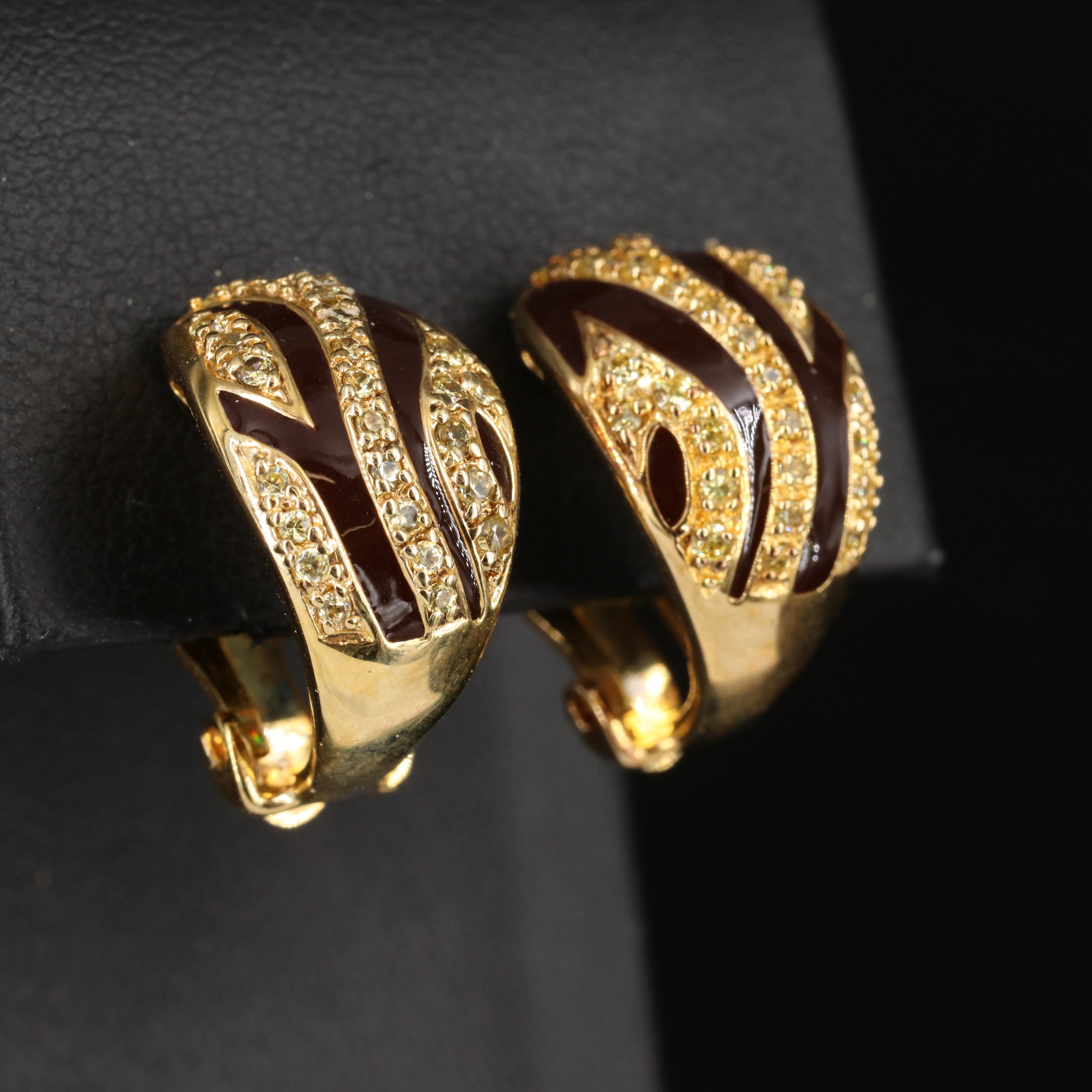 Sterling Enamel and CZ Necklace and Earring Set