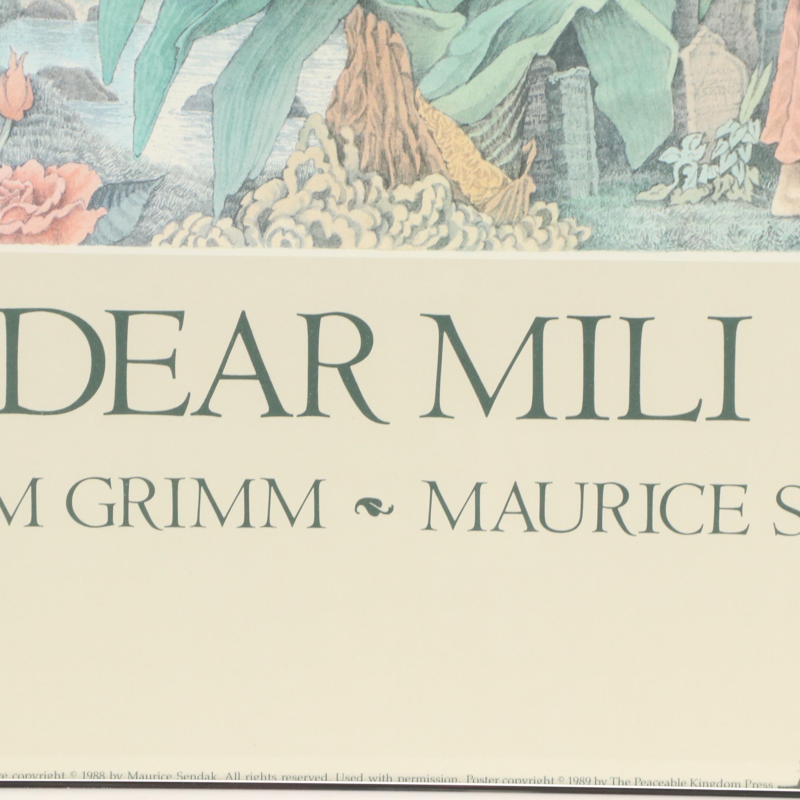 Offset Lithograph Poster after Maurice Sendak "Dear Mili," Circa 1989