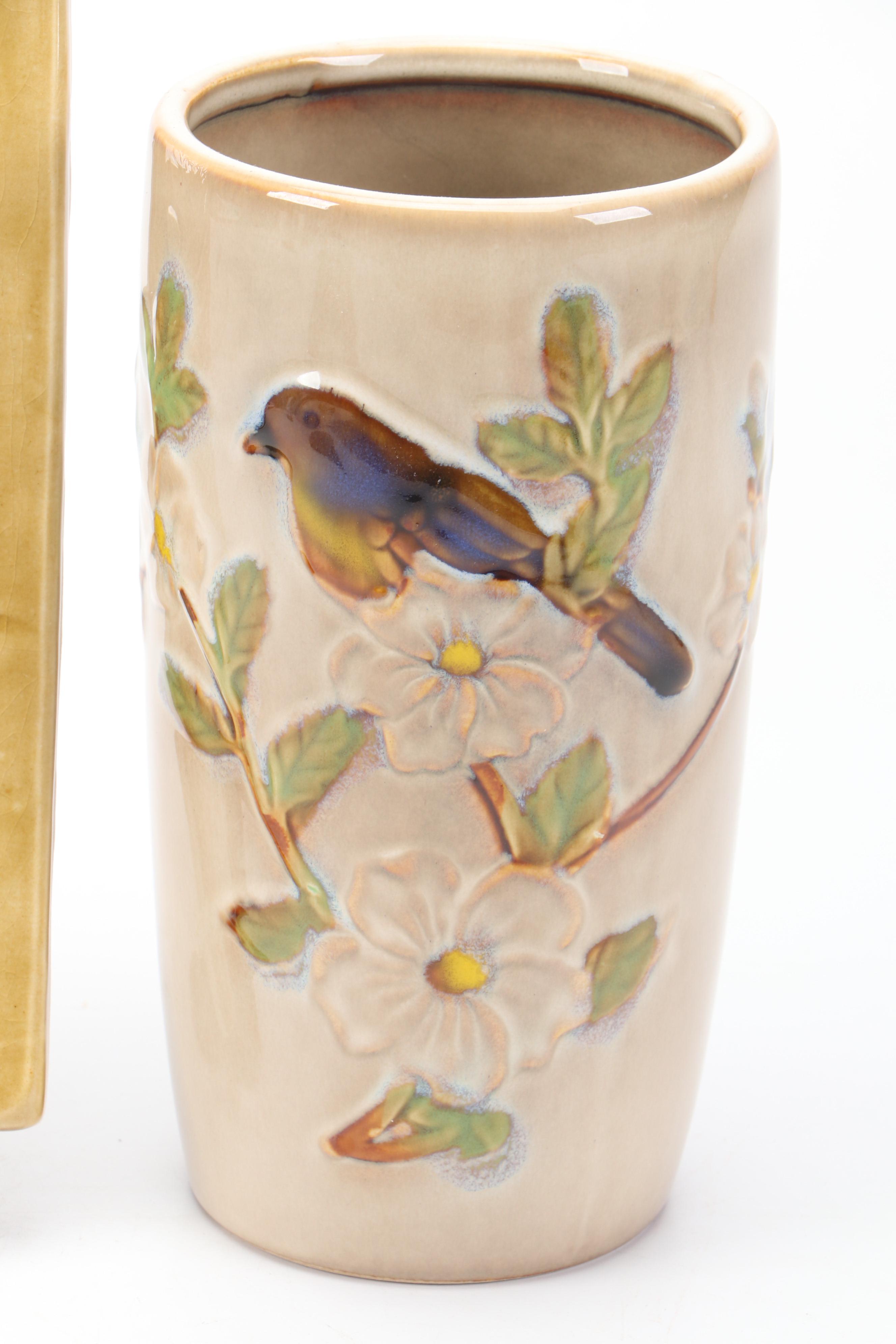 Lisa Rader Organic Ceramics Decorative Tile with Other Ceramic Vase