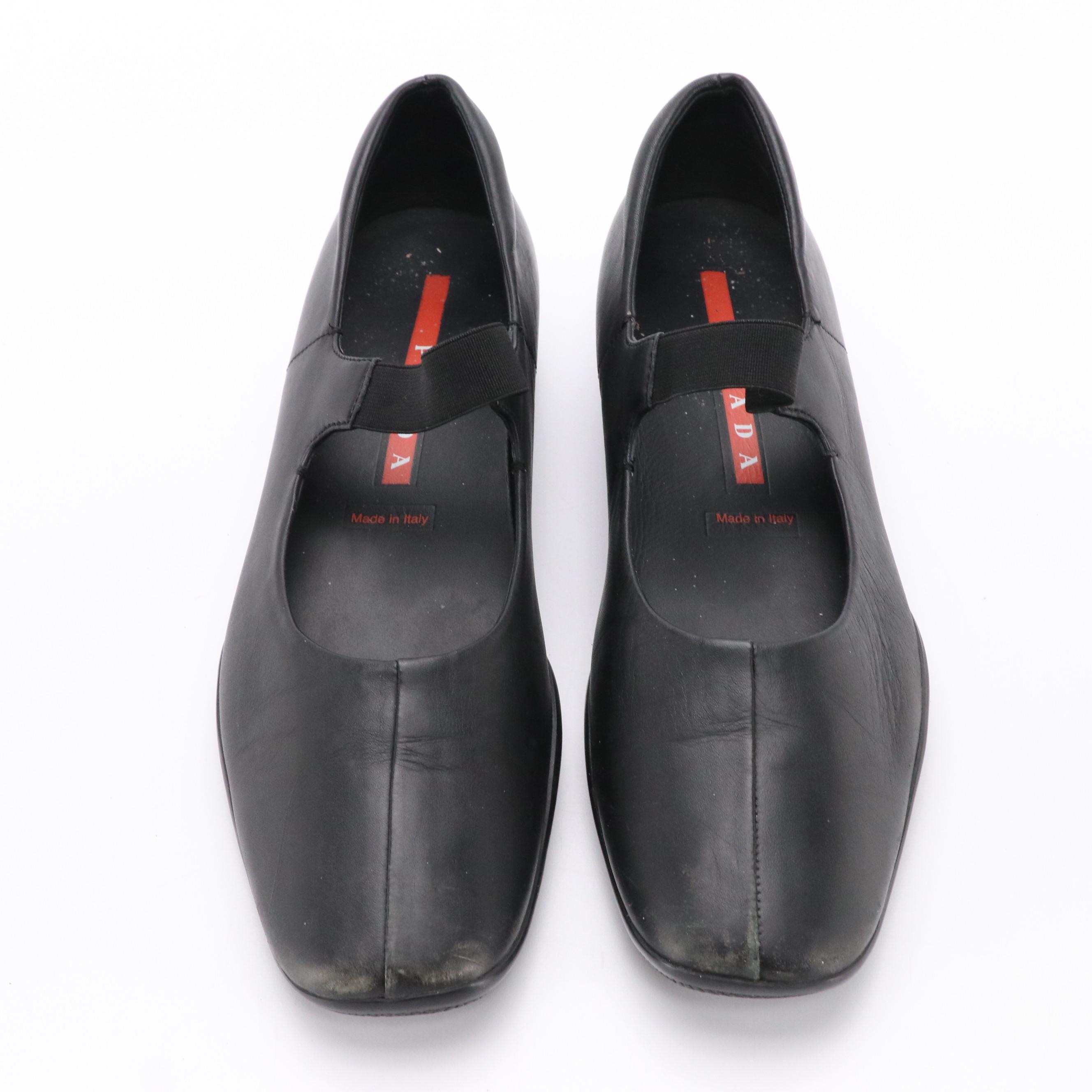 Prada Sport Mary Jane Flats in Leather