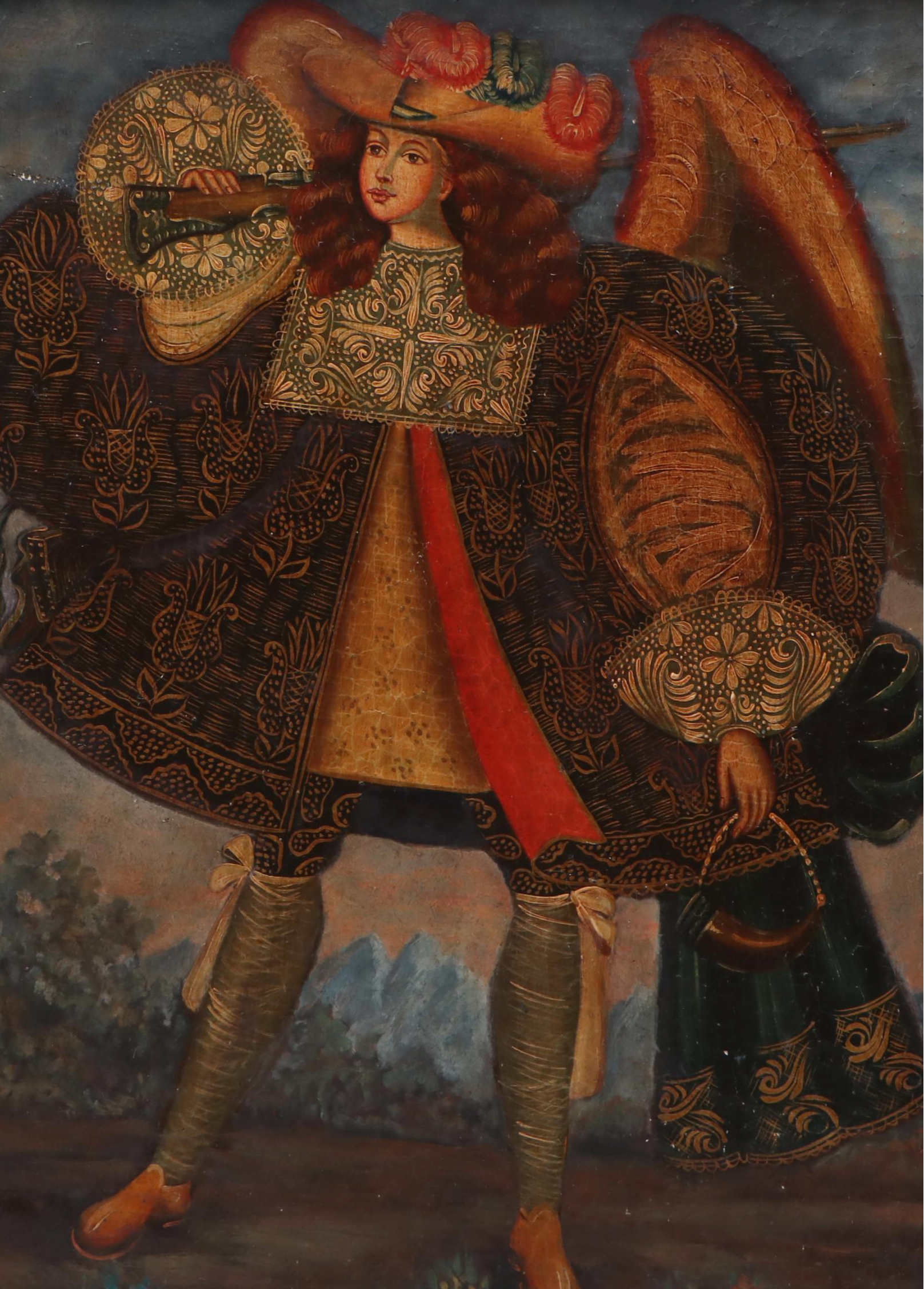 Cuzco School Oil Painting of Archangel