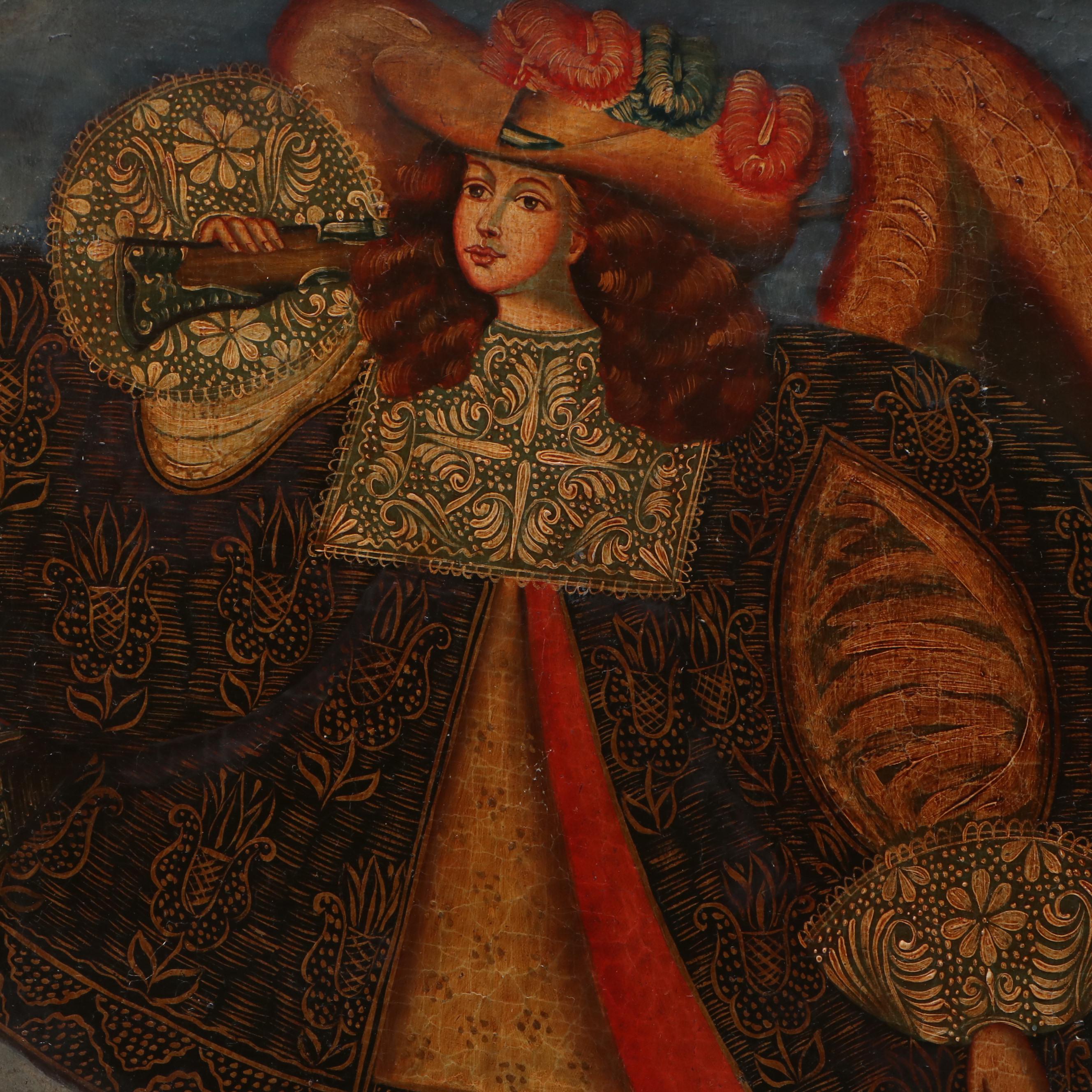 Cuzco School Oil Painting of Archangel
