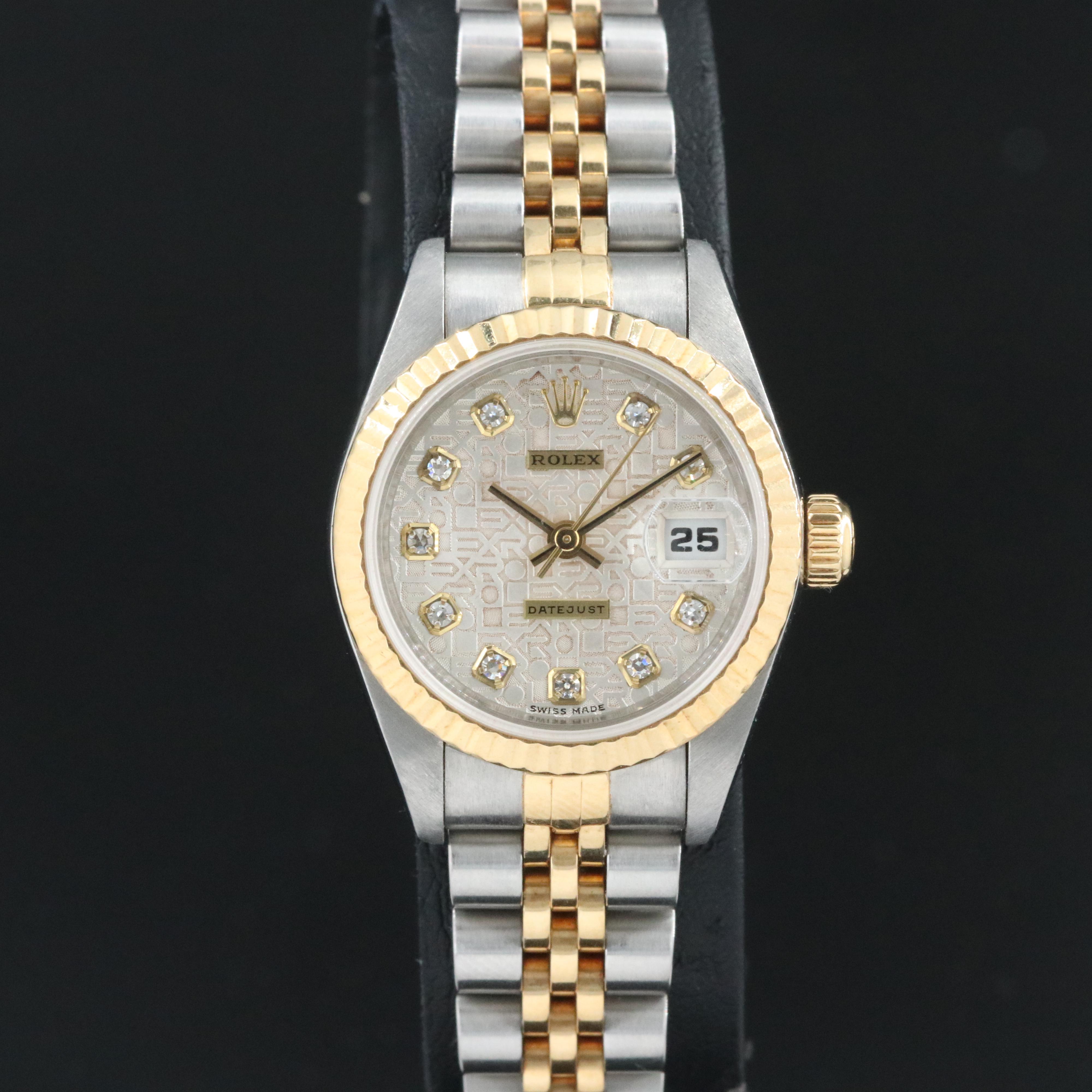 1997 - 1998 Rolex Silver Jubilee Factory Diamond Serti Dial Datejust Watch